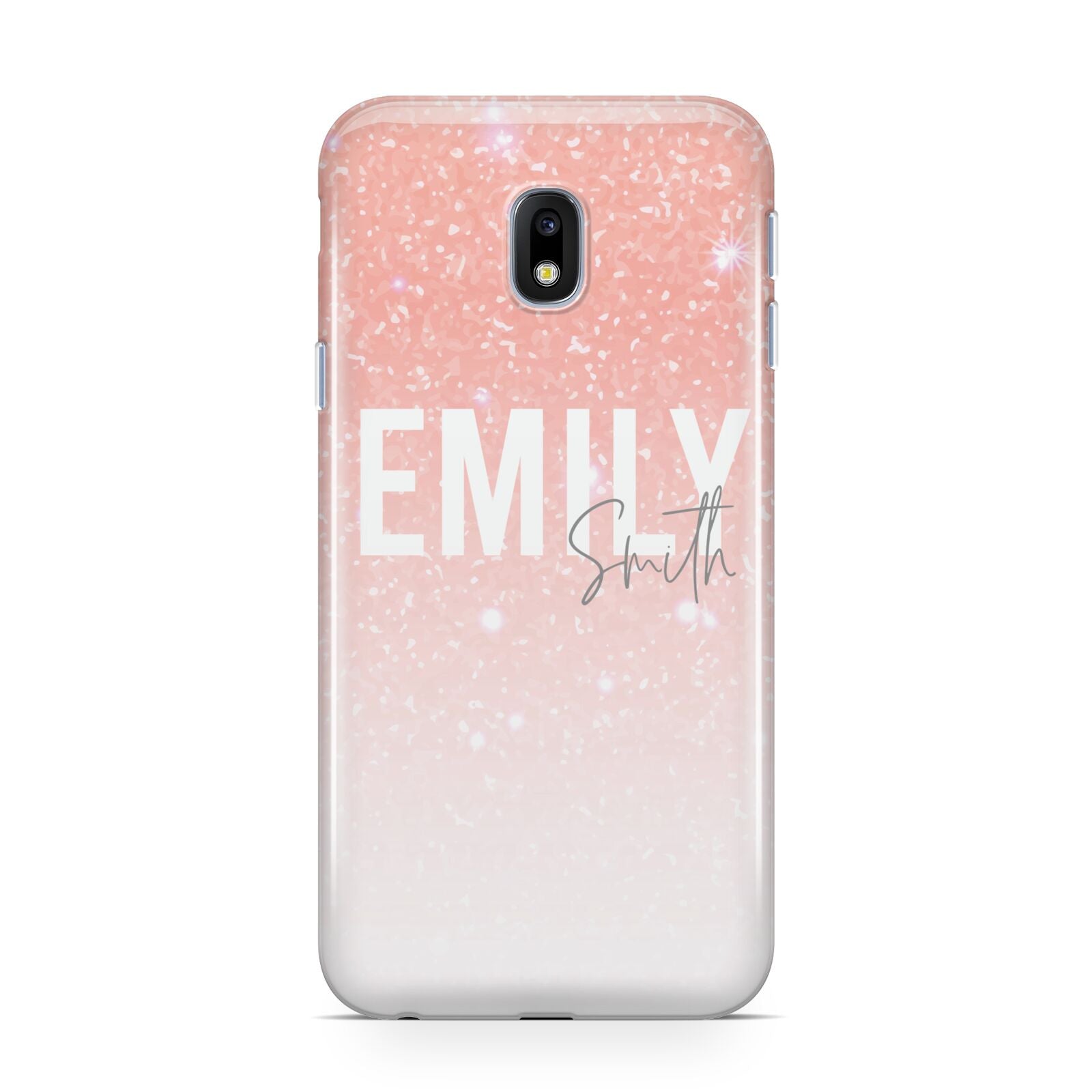 Personalised Pink Glitter Fade Text Samsung Galaxy J3 2017 Case