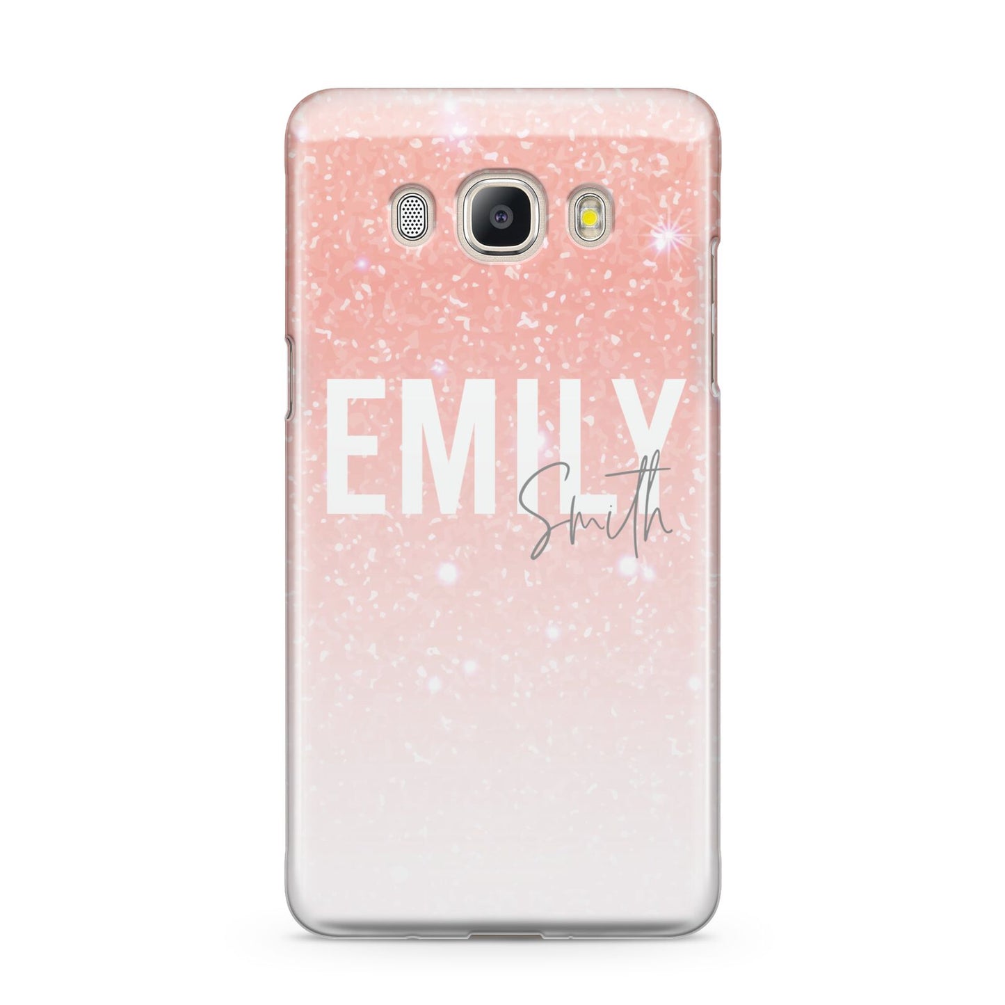 Personalised Pink Glitter Fade Text Samsung Galaxy J5 2016 Case