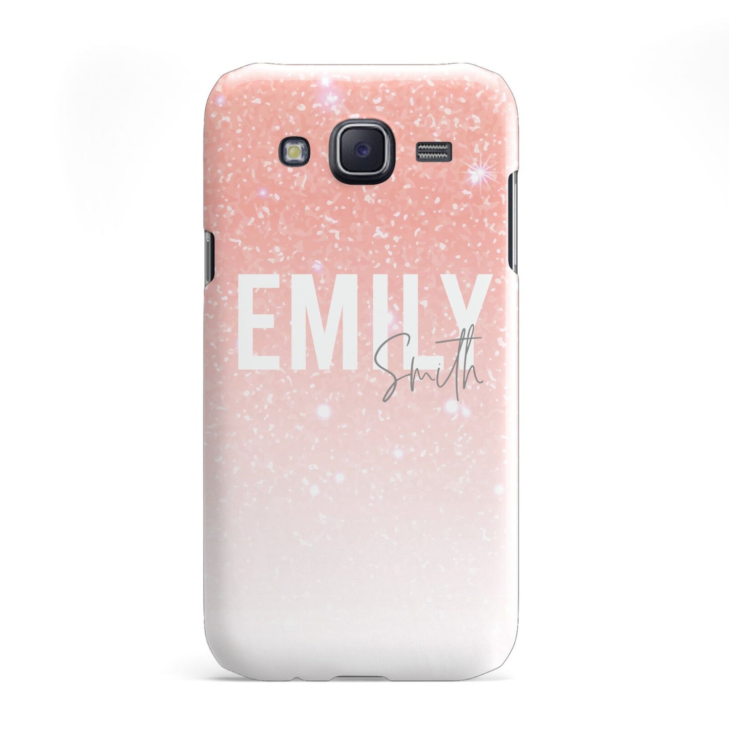 Personalised Pink Glitter Fade Text Samsung Galaxy J5 Case