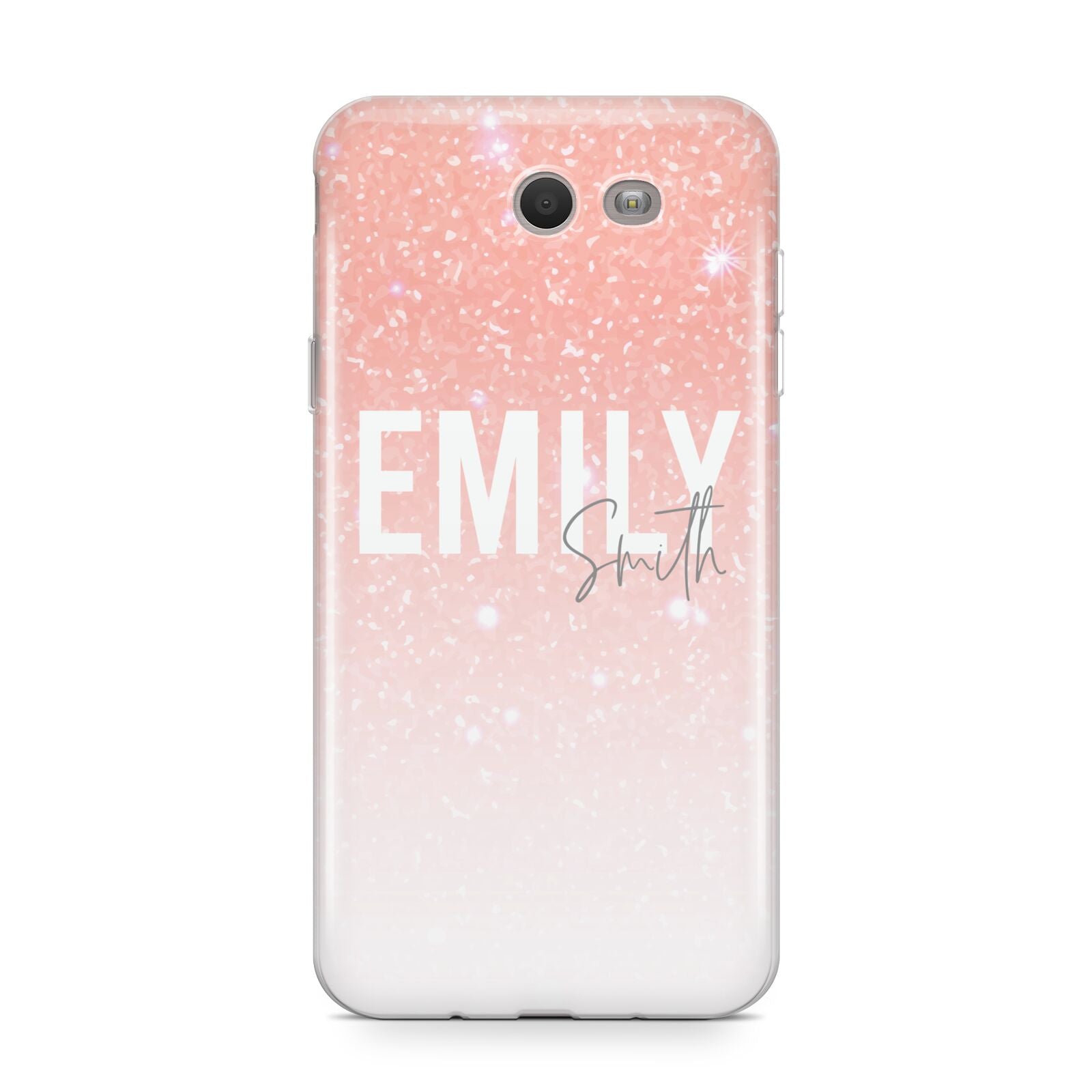 Personalised Pink Glitter Fade Text Samsung Galaxy J7 2017 Case