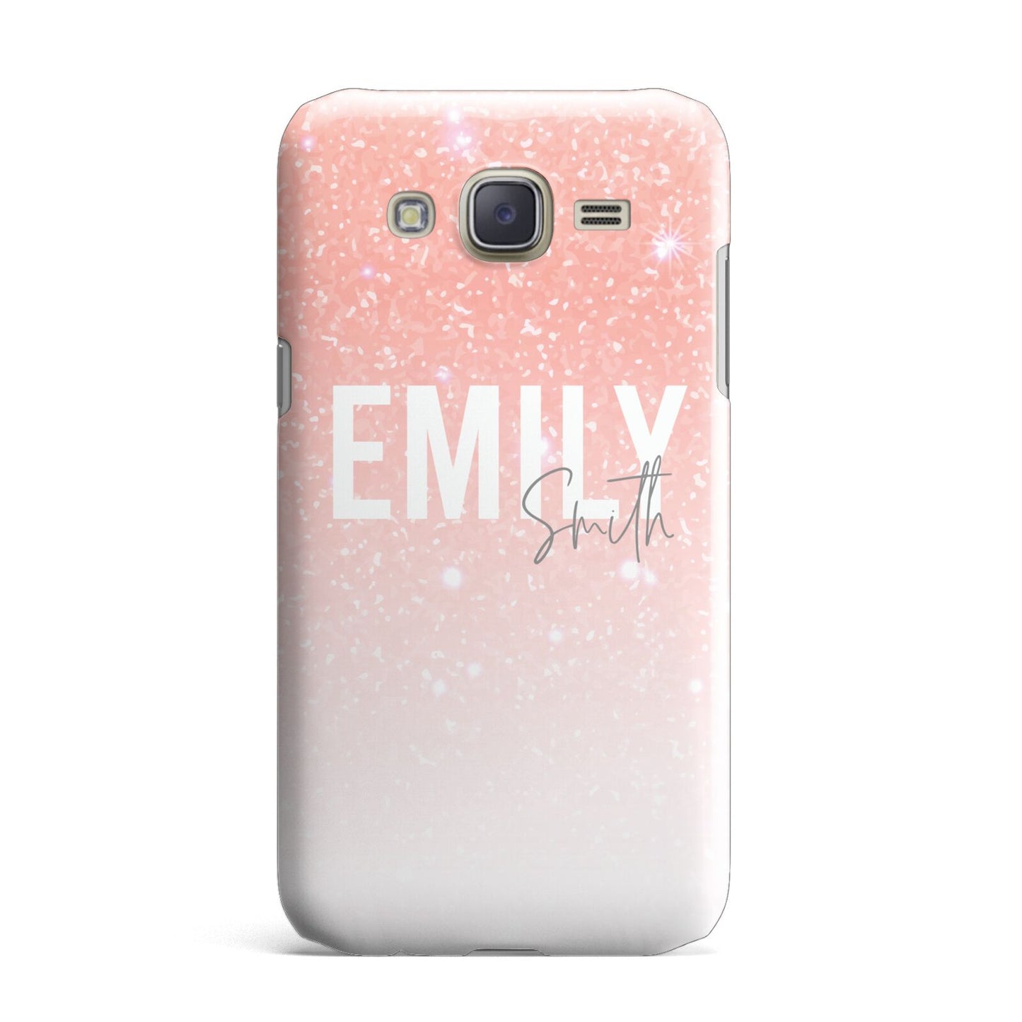 Personalised Pink Glitter Fade Text Samsung Galaxy J7 Case