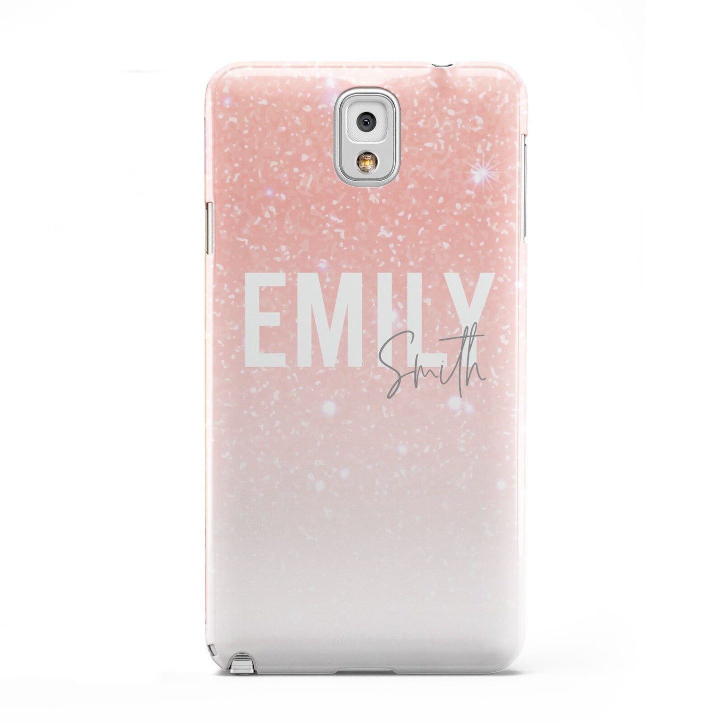 Personalised Pink Glitter Fade Text Samsung Galaxy Note 3 Case