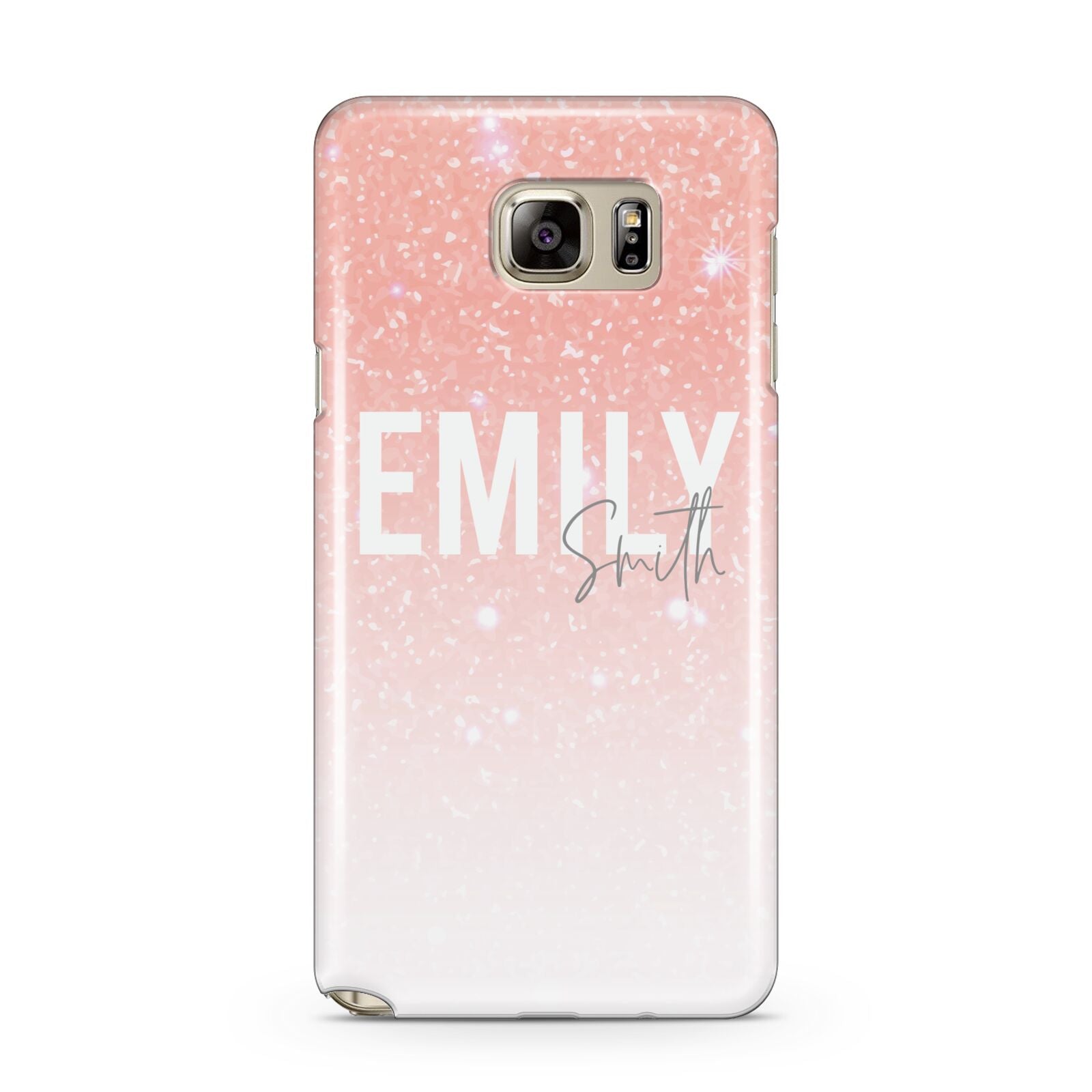 Personalised Pink Glitter Fade Text Samsung Galaxy Note 5 Case