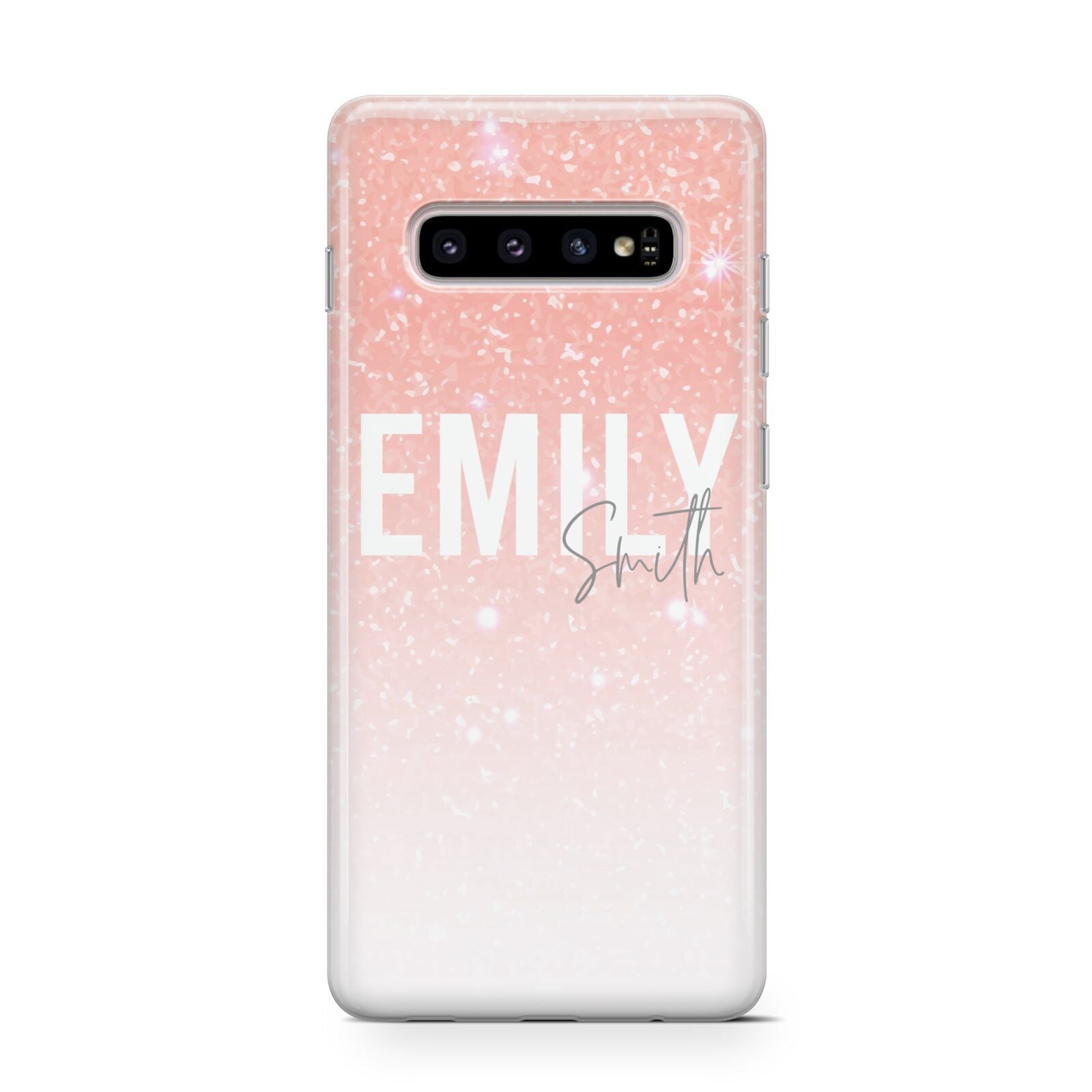 Personalised Pink Glitter Fade Text Samsung Galaxy S10 Case