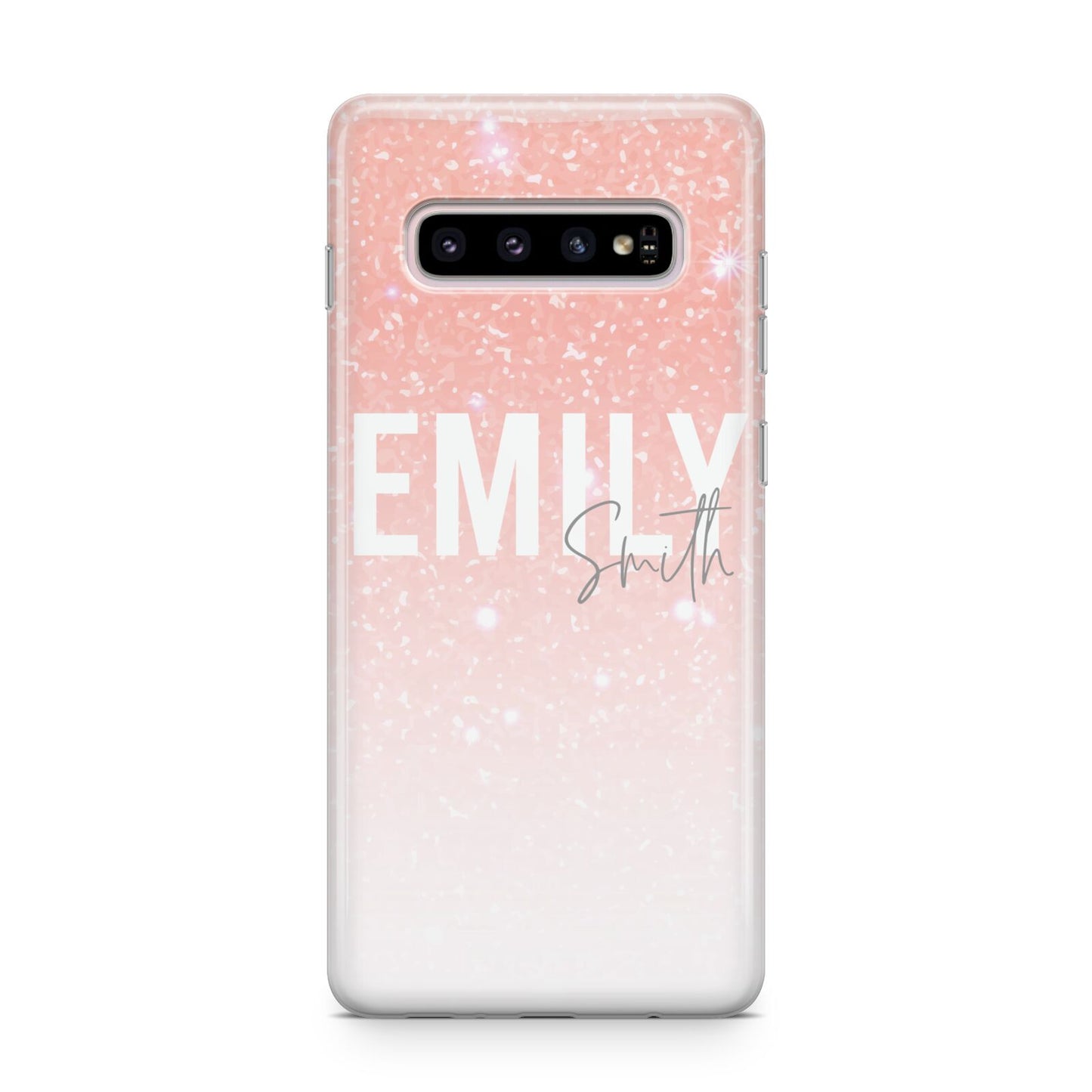 Personalised Pink Glitter Fade Text Samsung Galaxy S10 Plus Case