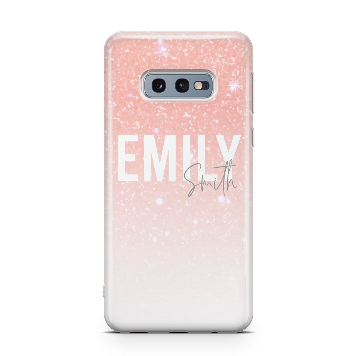 Personalised Pink Glitter Fade Text Samsung Galaxy S10E Case