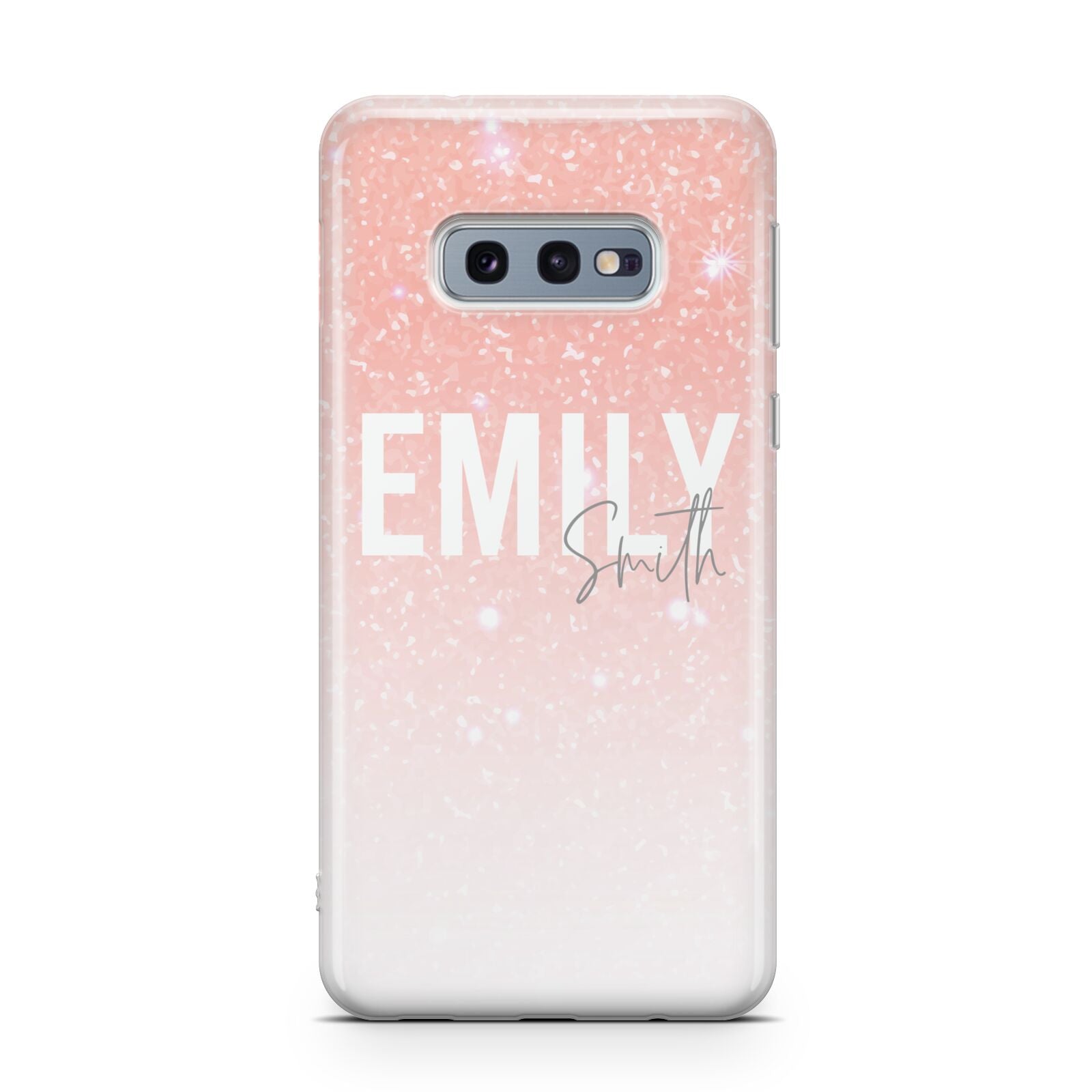 Personalised Pink Glitter Fade Text Samsung Galaxy S10E Case