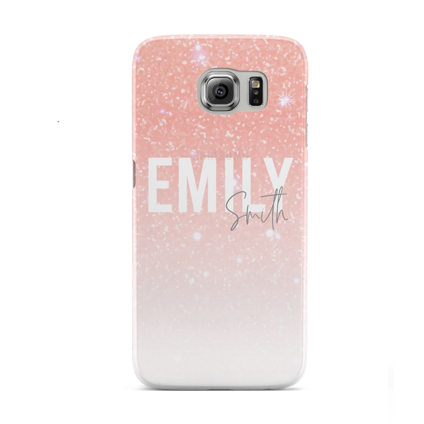 Personalised Pink Glitter Fade Text Samsung Galaxy S6 Case