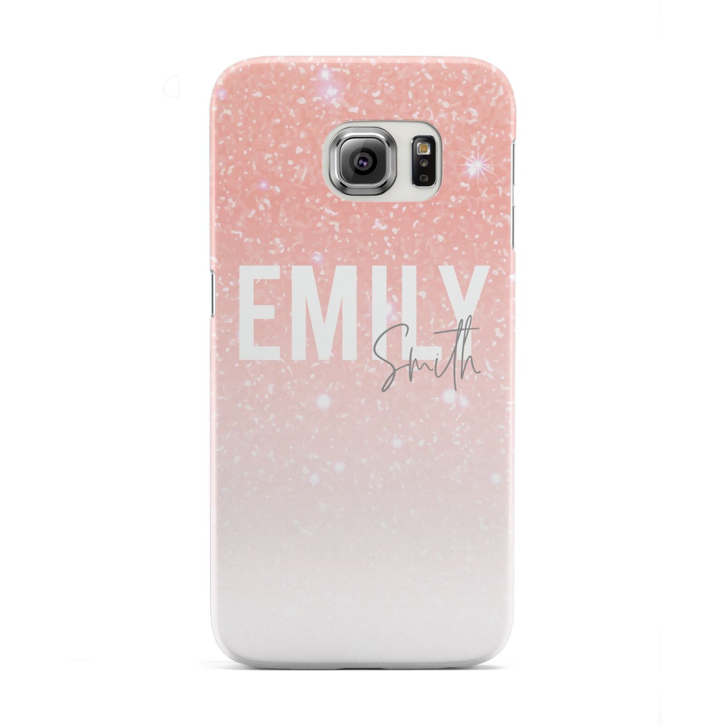 Personalised Pink Glitter Fade Text Samsung Galaxy S6 Edge Case