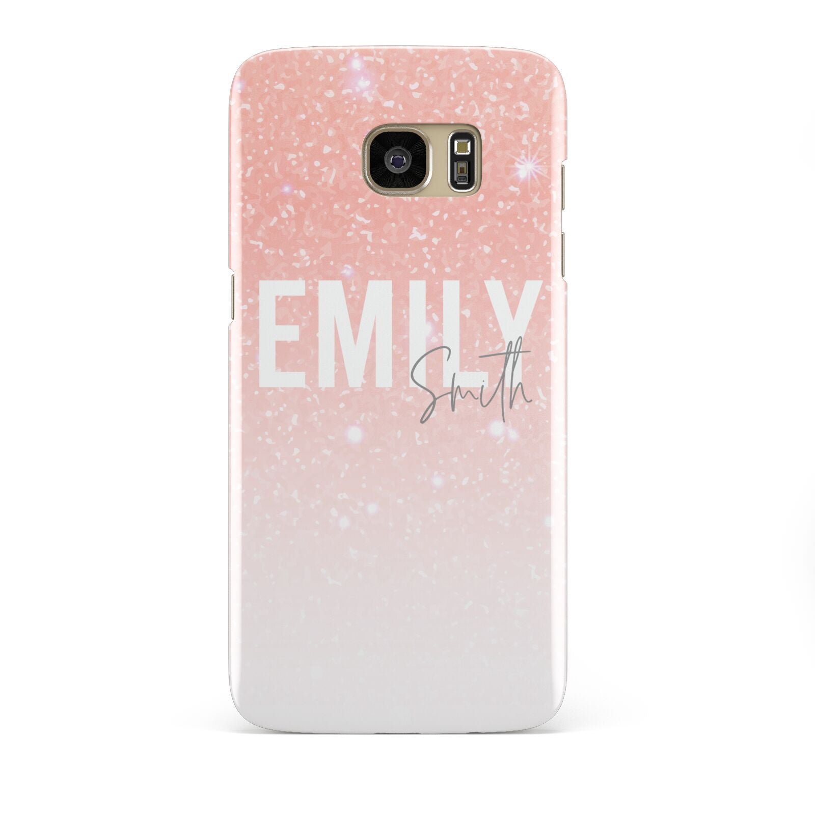 Personalised Pink Glitter Fade Text Samsung Galaxy S7 Edge Case