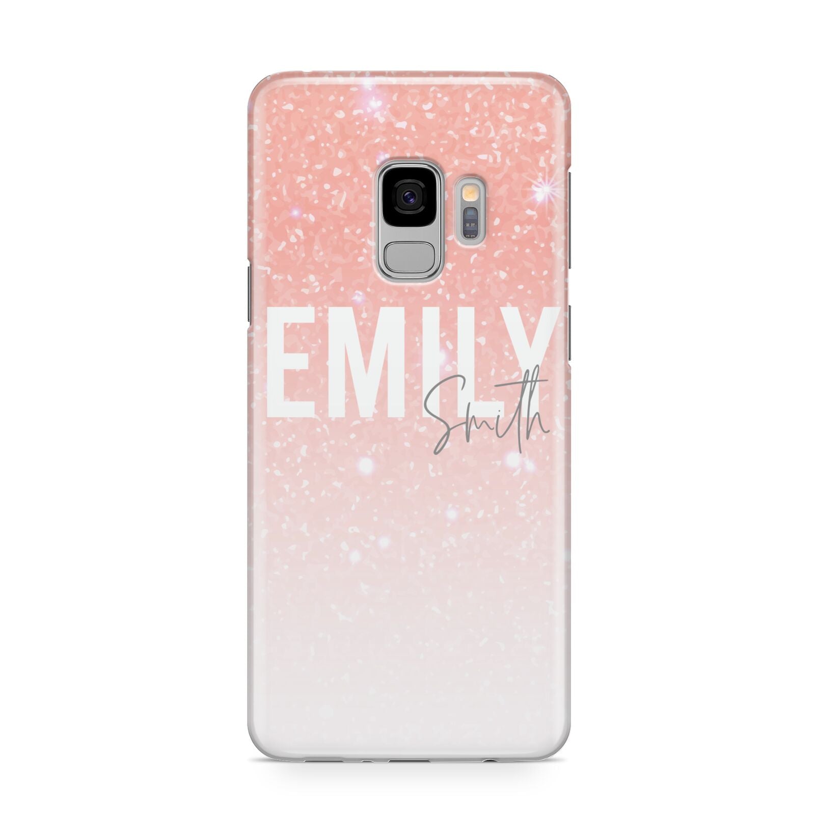 Personalised Pink Glitter Fade Text Samsung Galaxy S9 Case