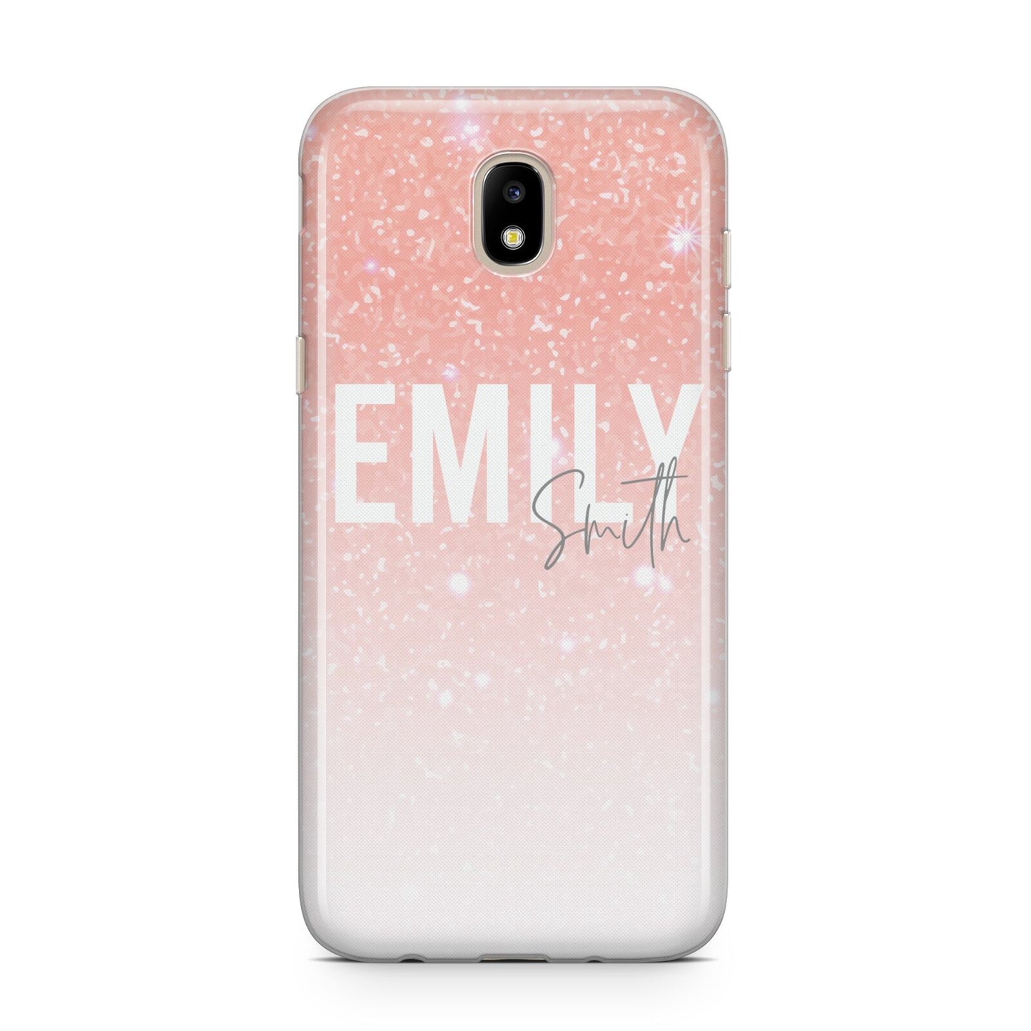 Personalised Pink Glitter Fade Text Samsung J5 2017 Case