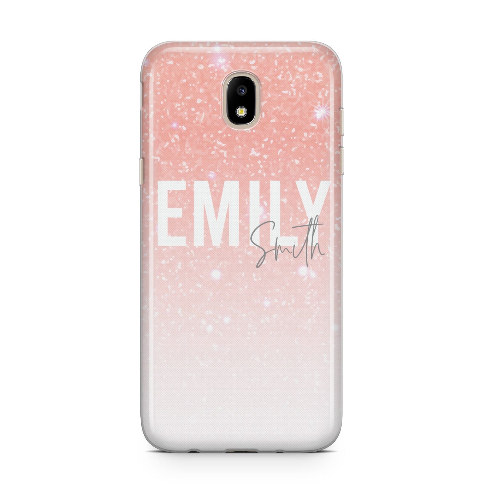 Personalised Pink Glitter Fade Text Samsung J5 2017 Case