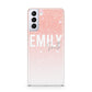 Personalised Pink Glitter Fade Text Samsung S21 Plus Case