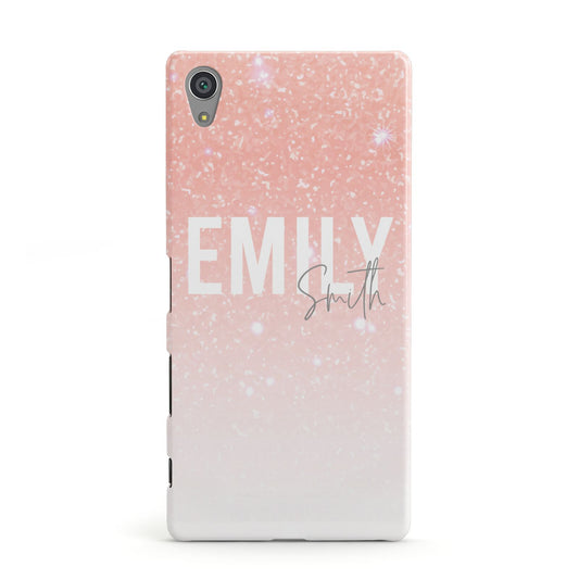 Personalised Pink Glitter Fade Text Sony Xperia Case