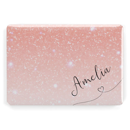 Personalised Pink Glitter Fade with Black Text Apple MacBook Case