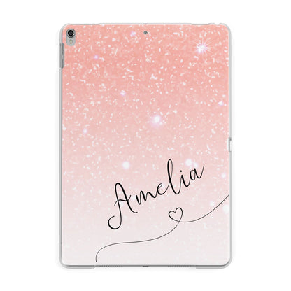 Personalised Pink Glitter Fade with Black Text Apple iPad Silver Case