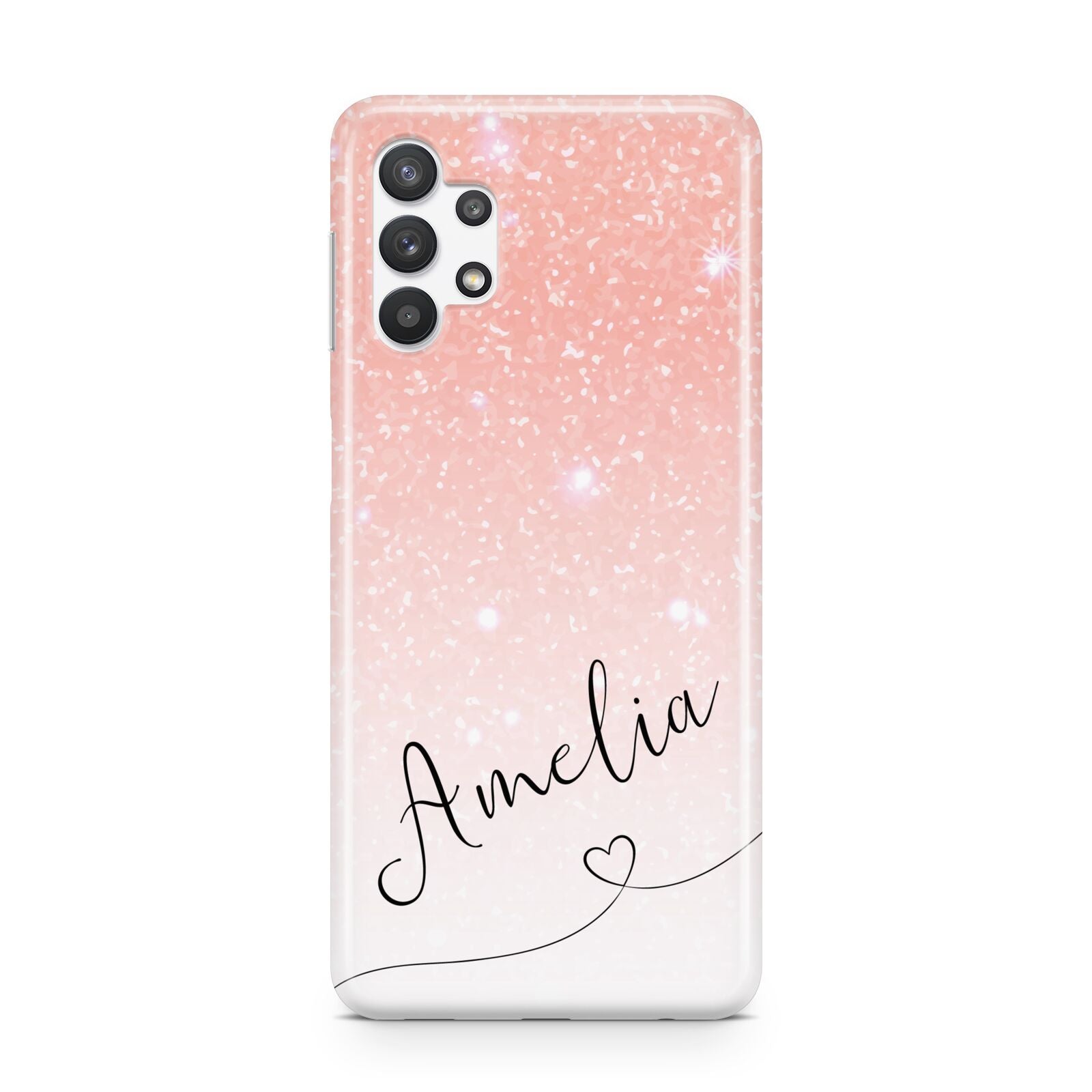 Personalised Pink Glitter Fade with Black Text Samsung A32 5G Case