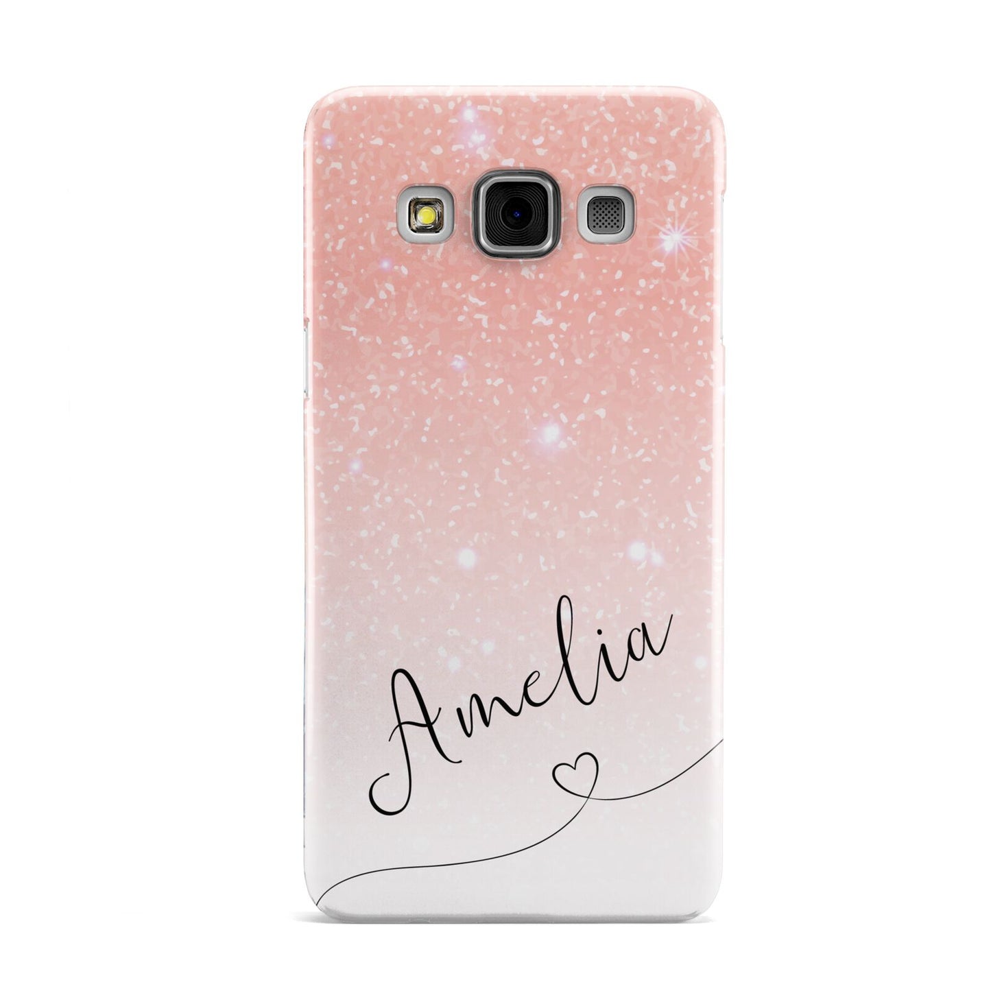 Personalised Pink Glitter Fade with Black Text Samsung Galaxy A3 Case