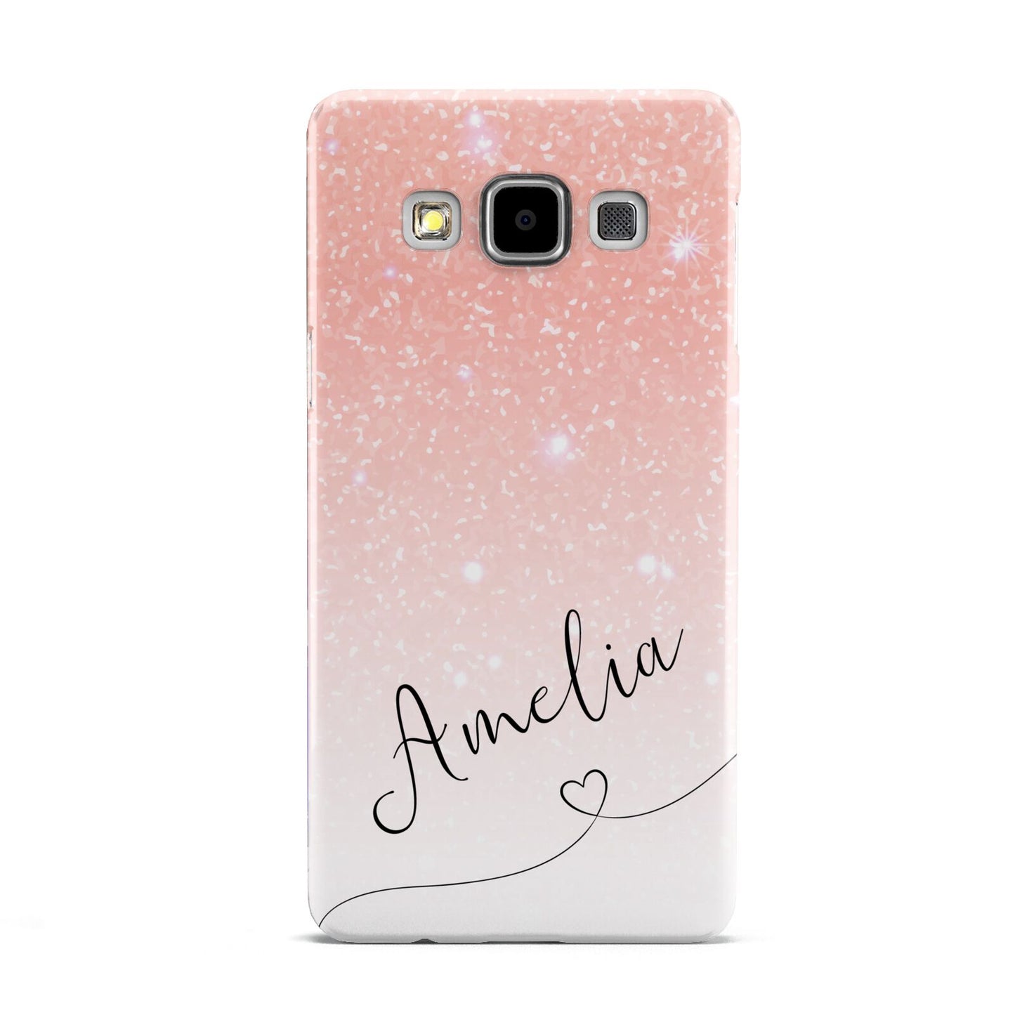 Personalised Pink Glitter Fade with Black Text Samsung Galaxy A5 Case