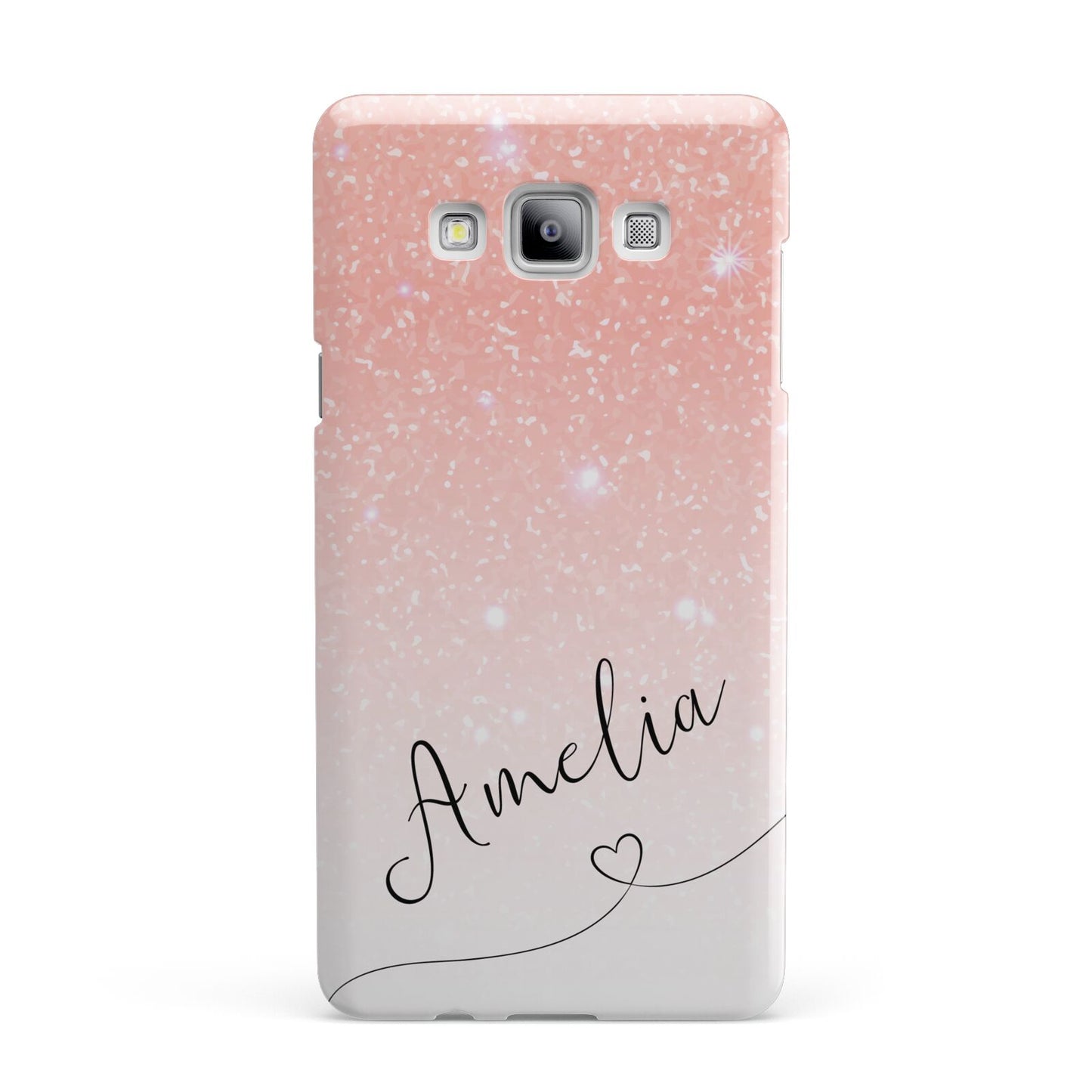 Personalised Pink Glitter Fade with Black Text Samsung Galaxy A7 2015 Case