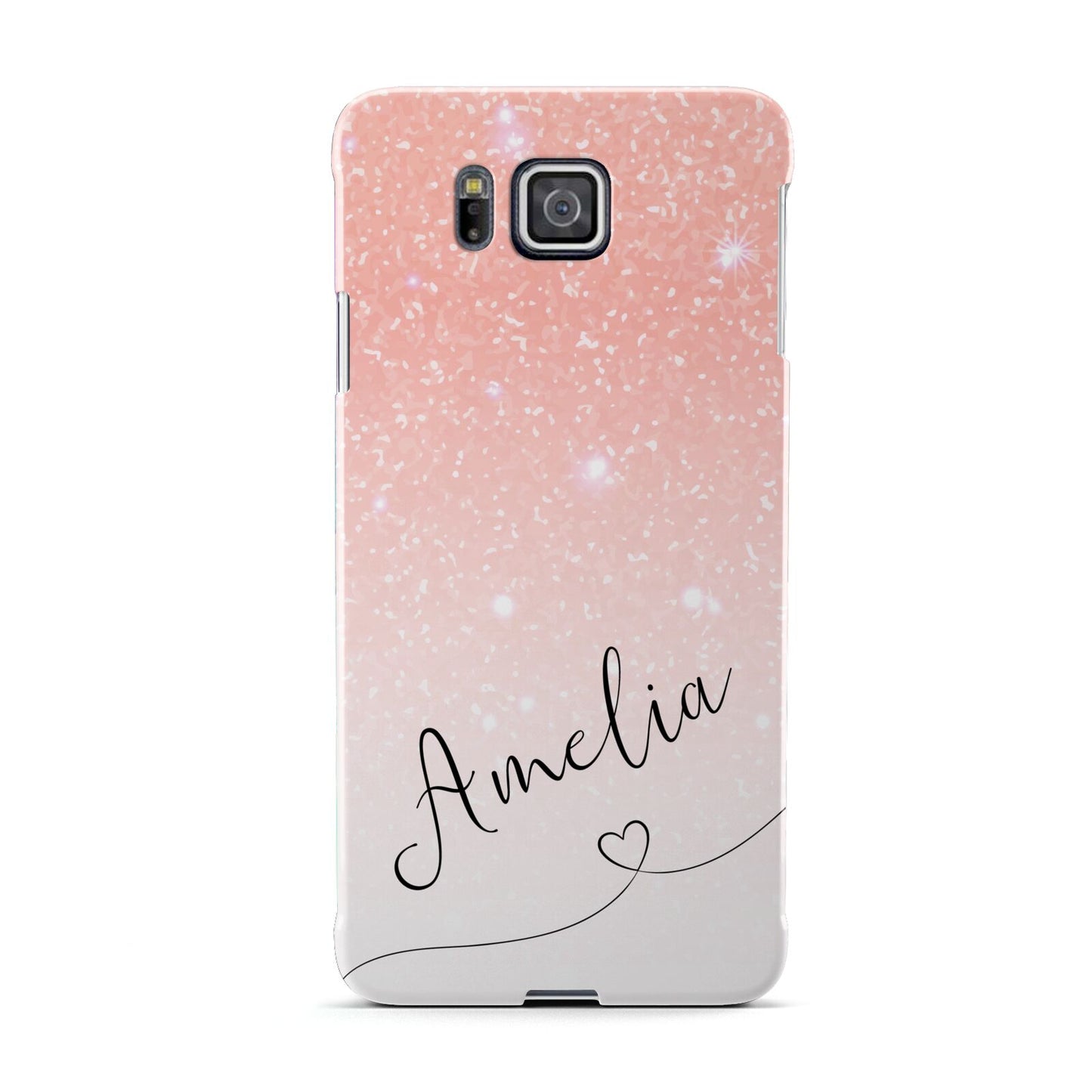 Personalised Pink Glitter Fade with Black Text Samsung Galaxy Alpha Case