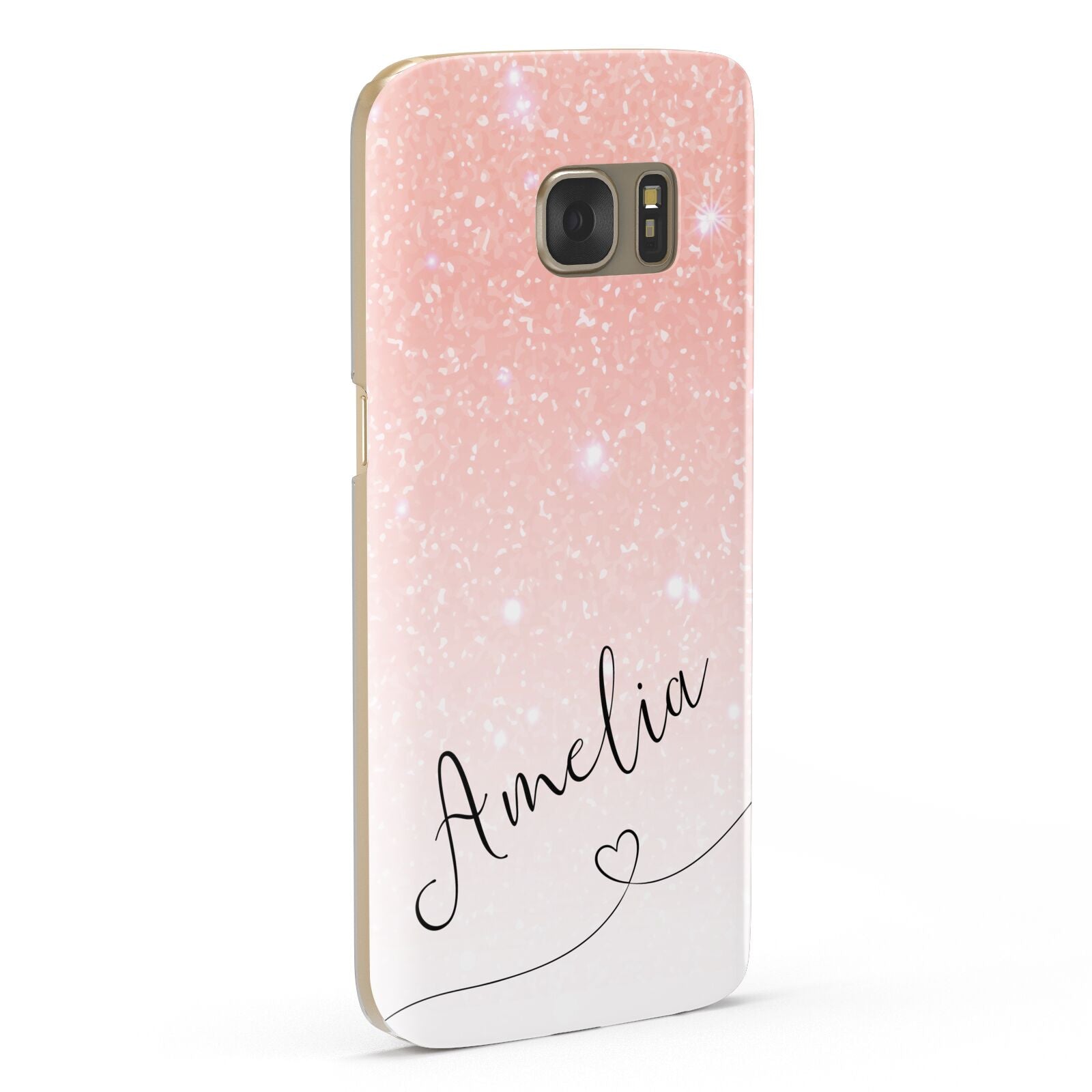 Personalised Pink Glitter Fade with Black Text Samsung Galaxy Case Fourty Five Degrees