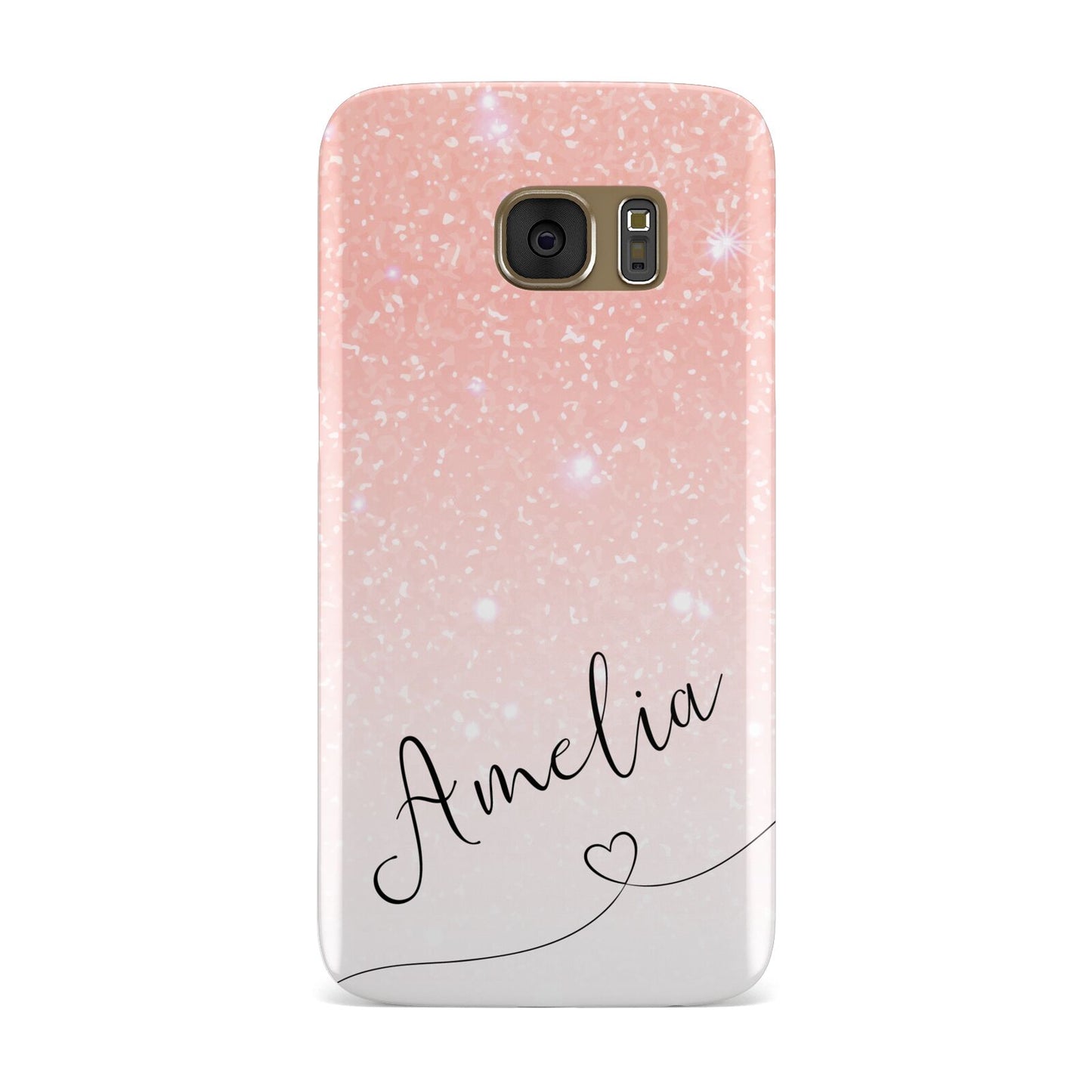 Personalised Pink Glitter Fade with Black Text Samsung Galaxy Case