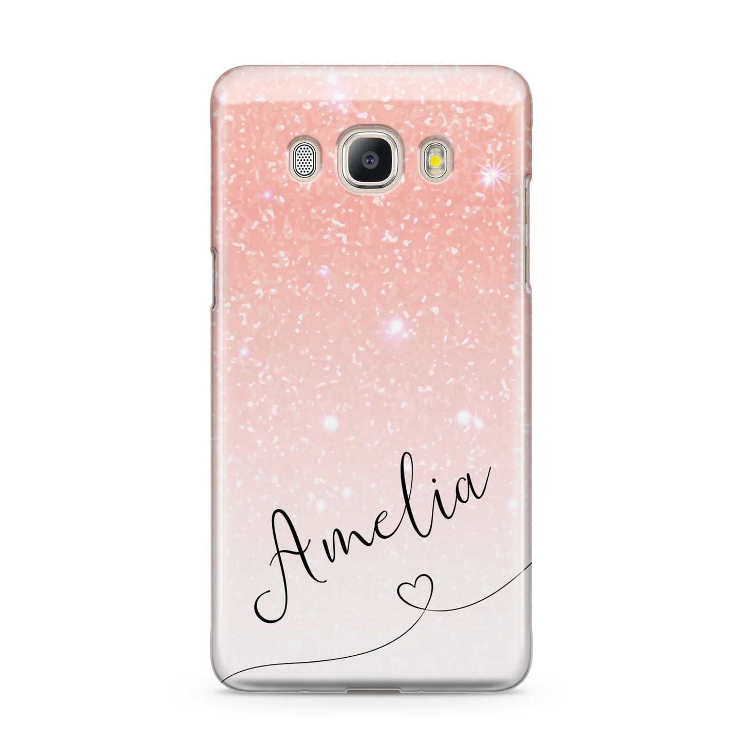 Personalised Pink Glitter Fade with Black Text Samsung Galaxy J5 2016 Case