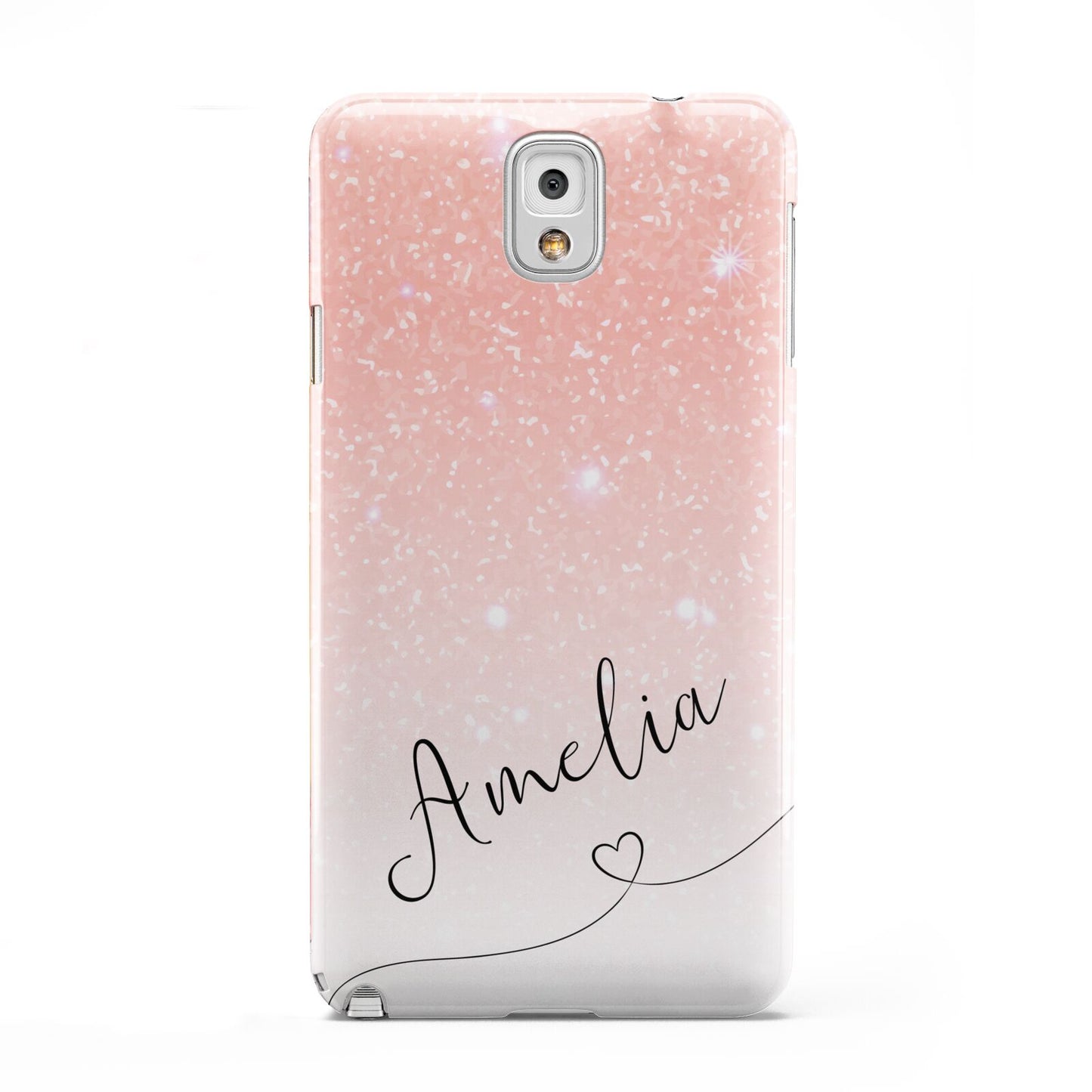 Personalised Pink Glitter Fade with Black Text Samsung Galaxy Note 3 Case