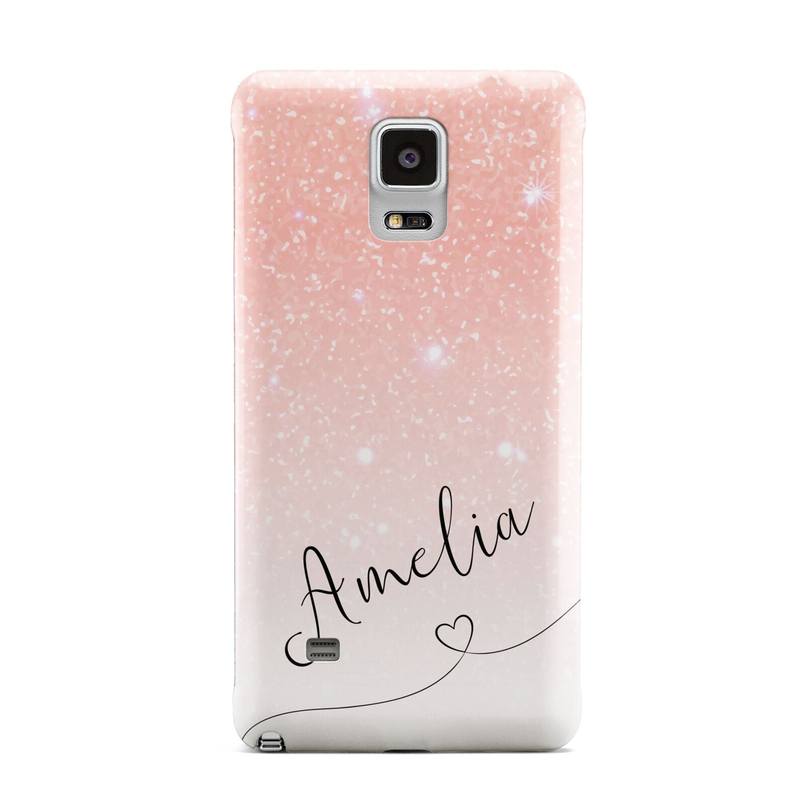 Personalised Pink Glitter Fade with Black Text Samsung Galaxy Note 4 Case