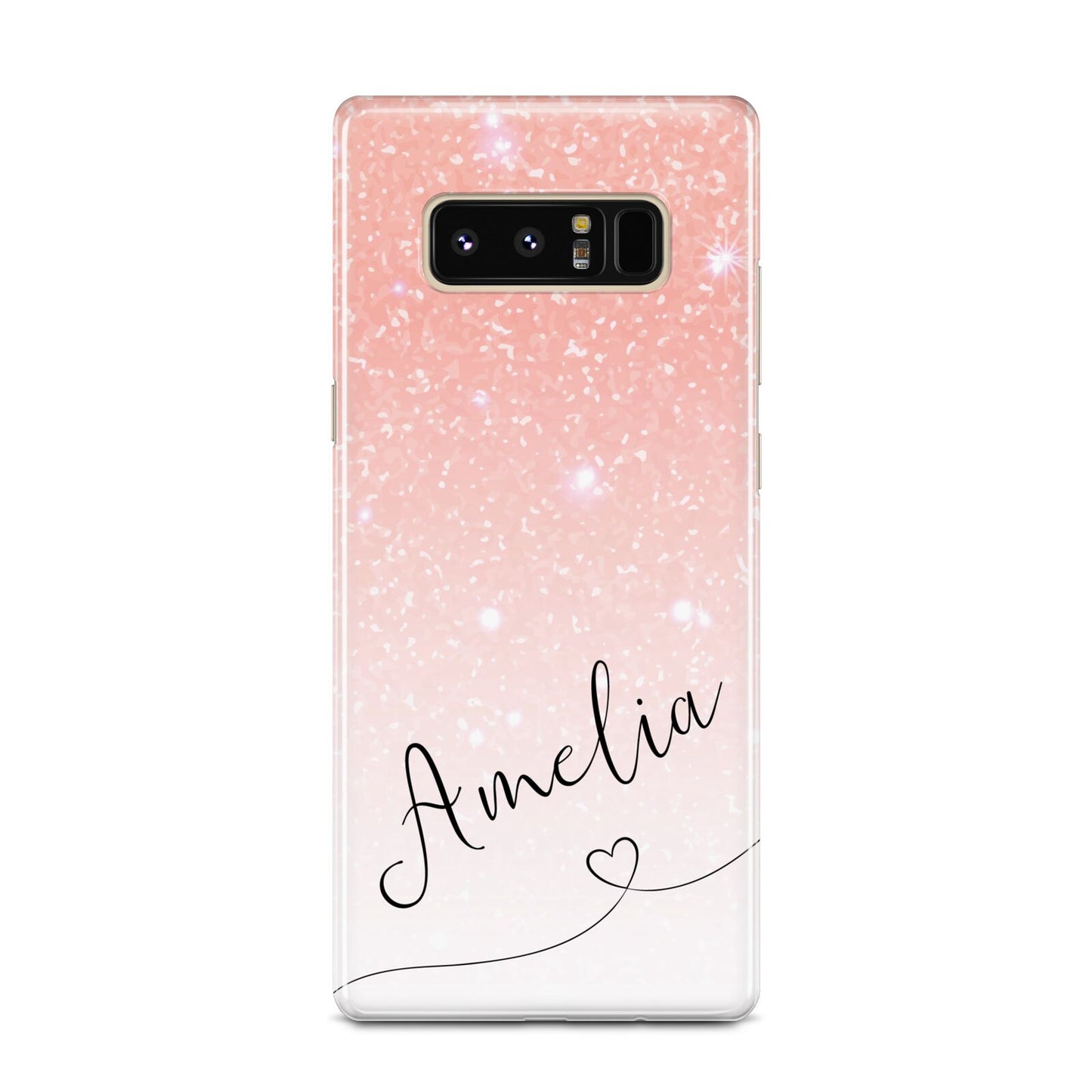 Personalised Pink Glitter Fade with Black Text Samsung Galaxy Note 8 Case