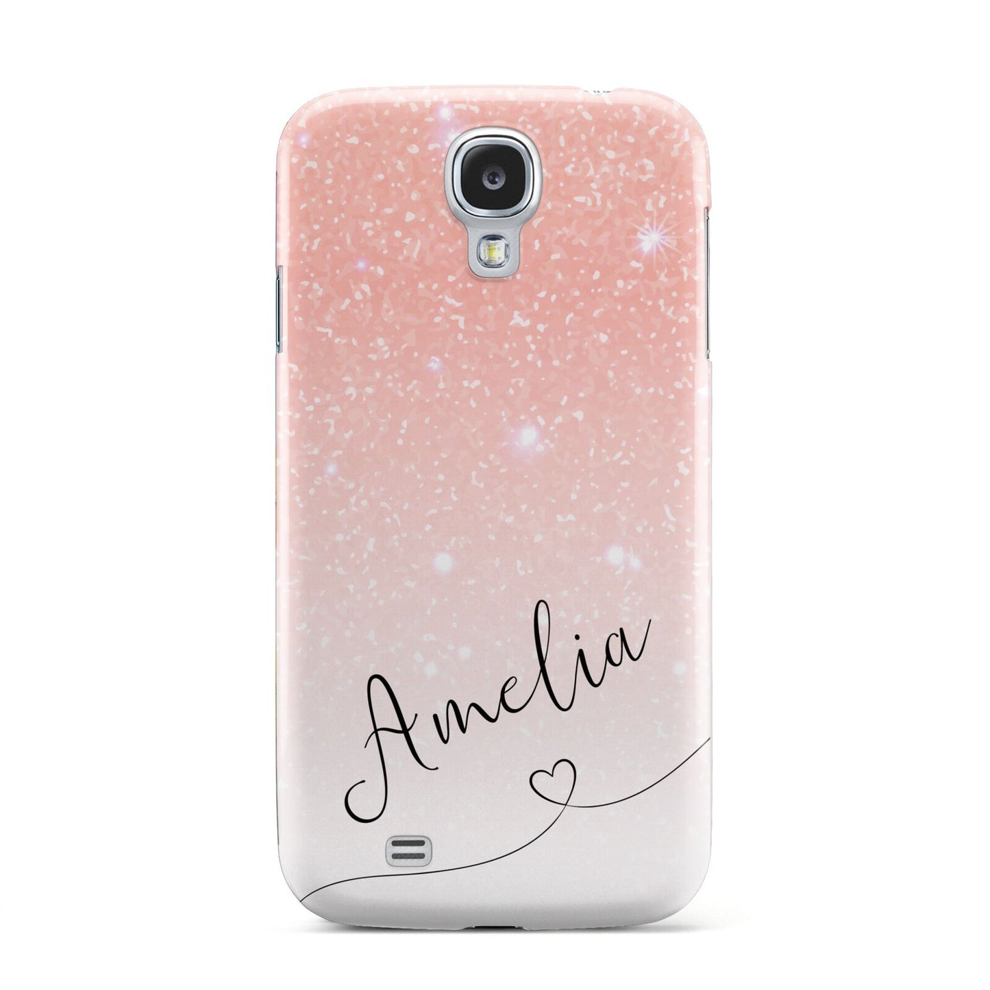 Personalised Pink Glitter Fade with Black Text Samsung Galaxy S4 Case