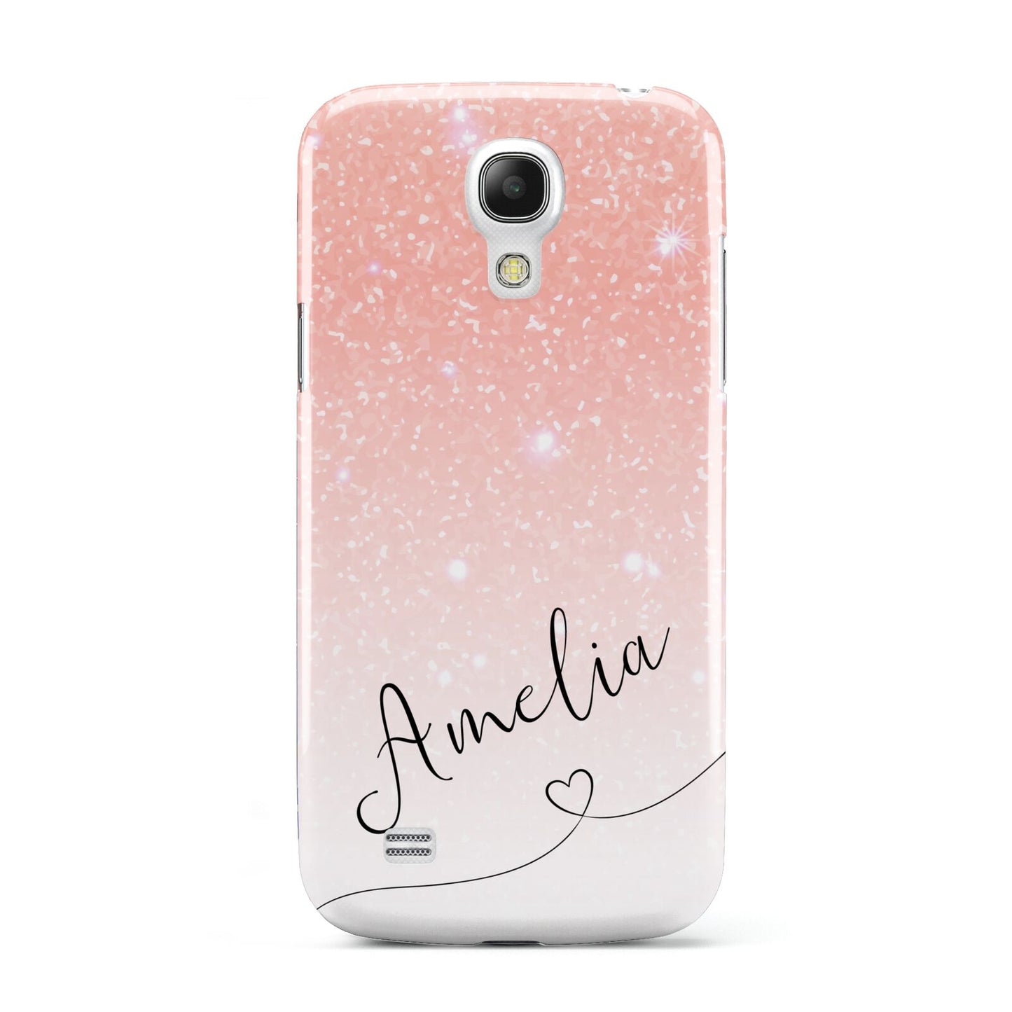 Personalised Pink Glitter Fade with Black Text Samsung Galaxy S4 Mini Case