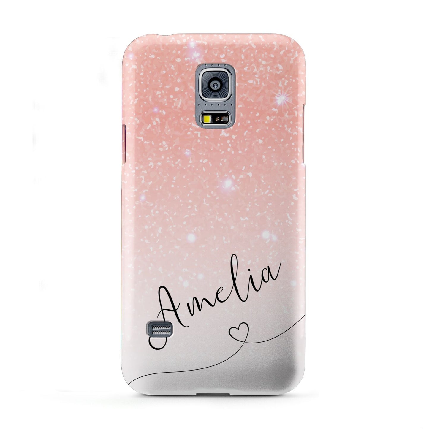 Personalised Pink Glitter Fade with Black Text Samsung Galaxy S5 Mini Case