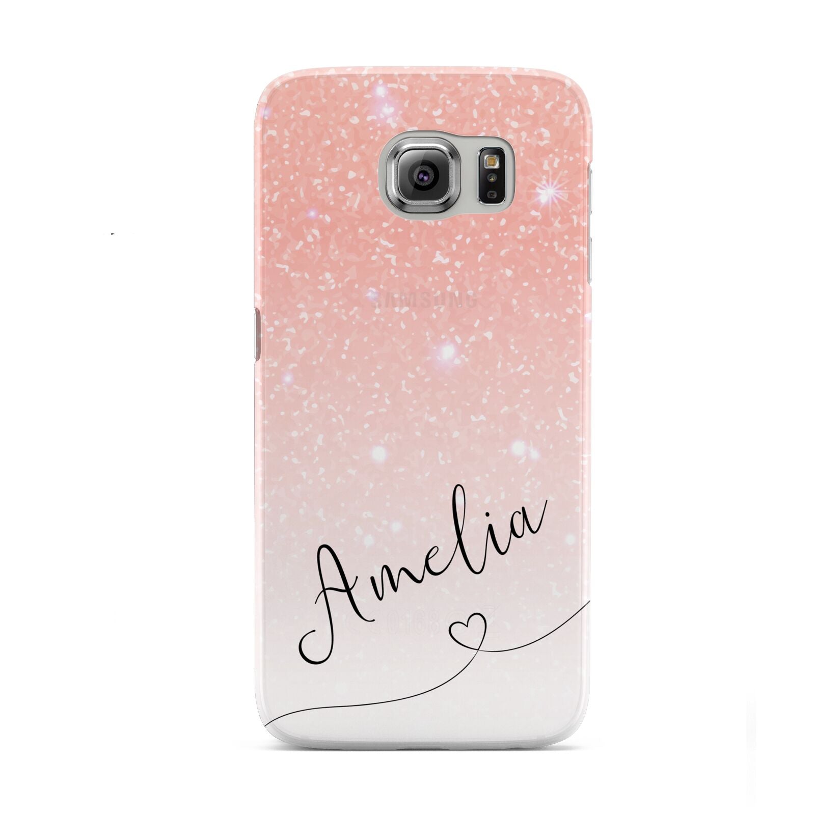 Personalised Pink Glitter Fade with Black Text Samsung Galaxy Case