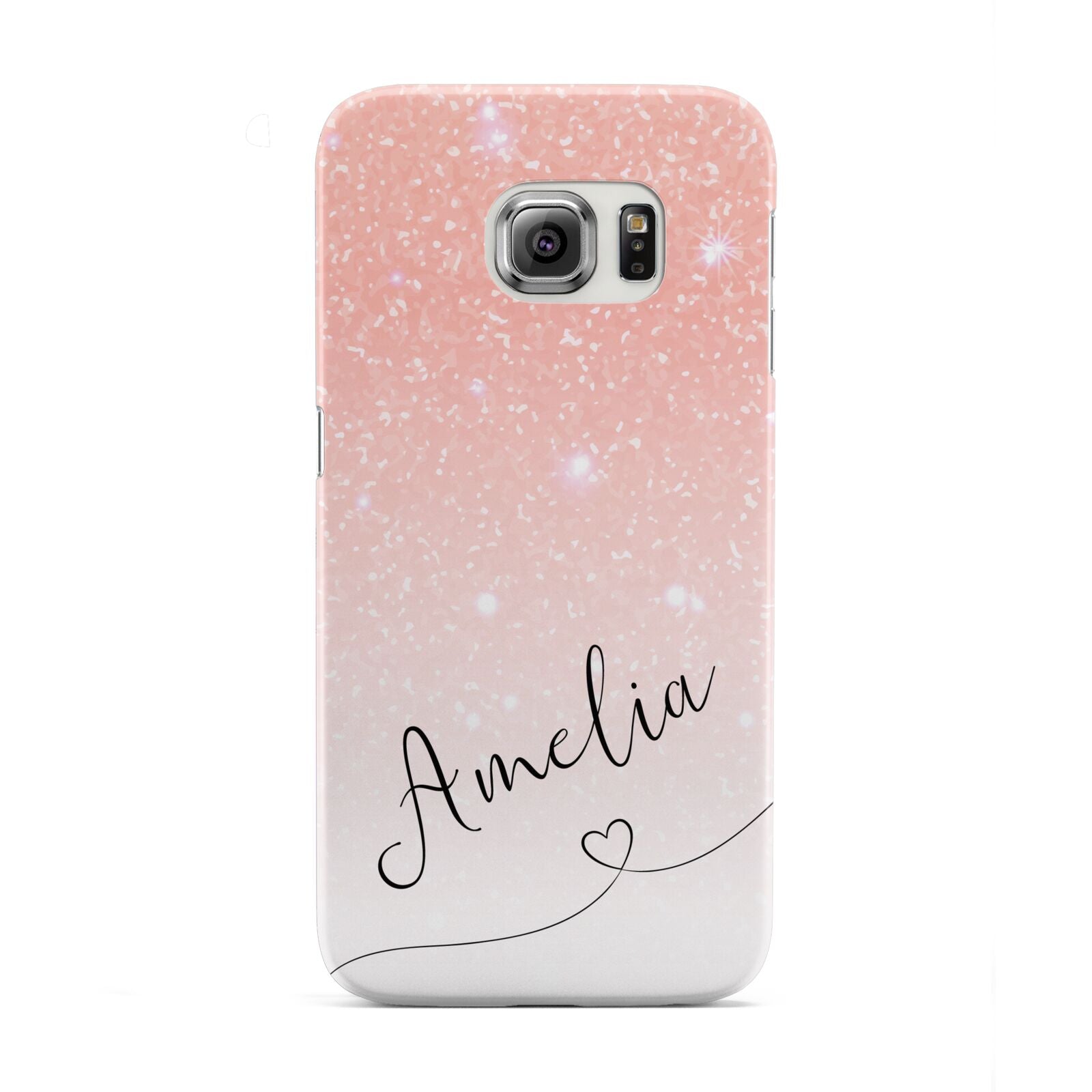 Personalised Pink Glitter Fade with Black Text Samsung Galaxy S6 Edge Case