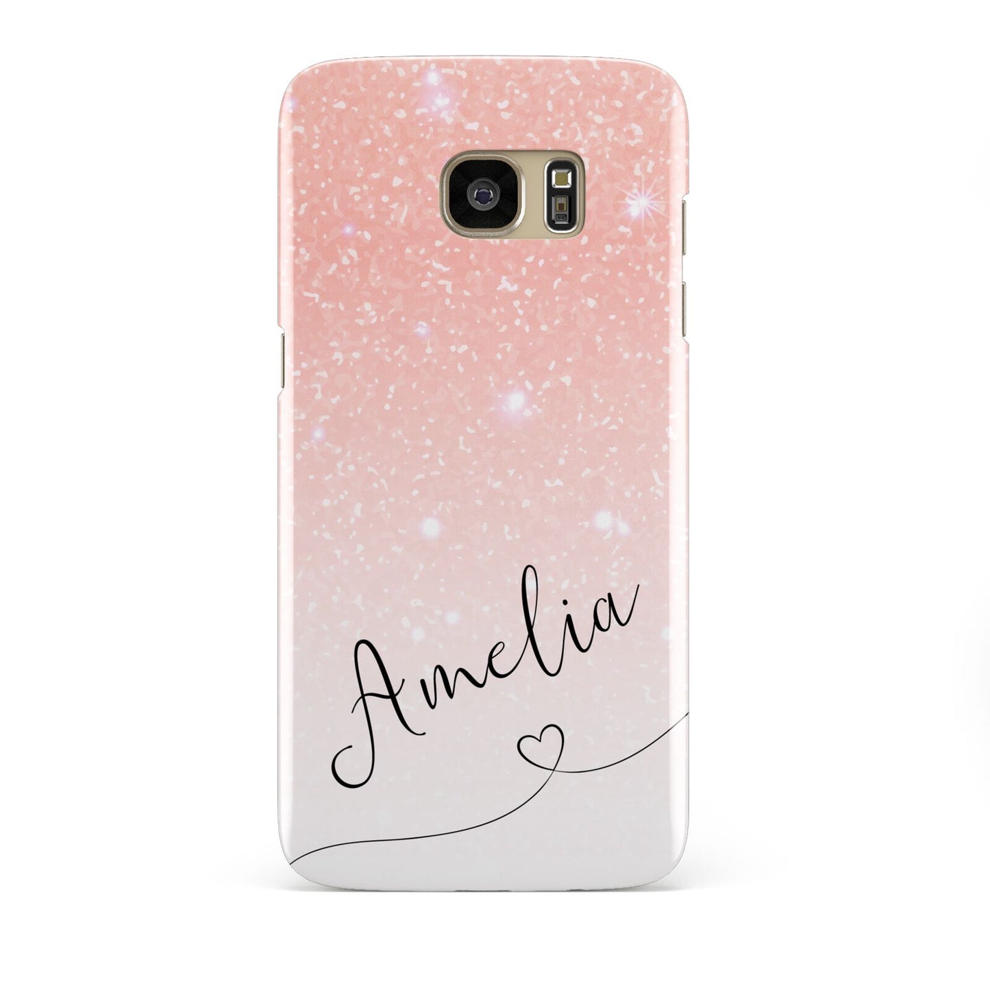 Personalised Pink Glitter Fade with Black Text Samsung Galaxy S7 Edge Case