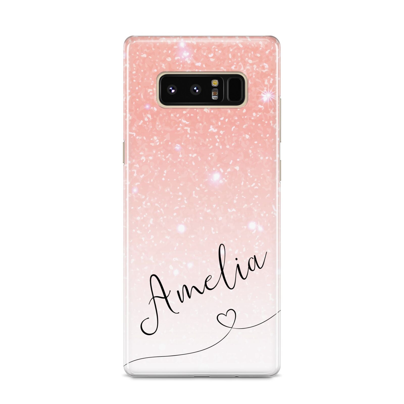 Personalised Pink Glitter Fade with Black Text Samsung Galaxy S8 Case