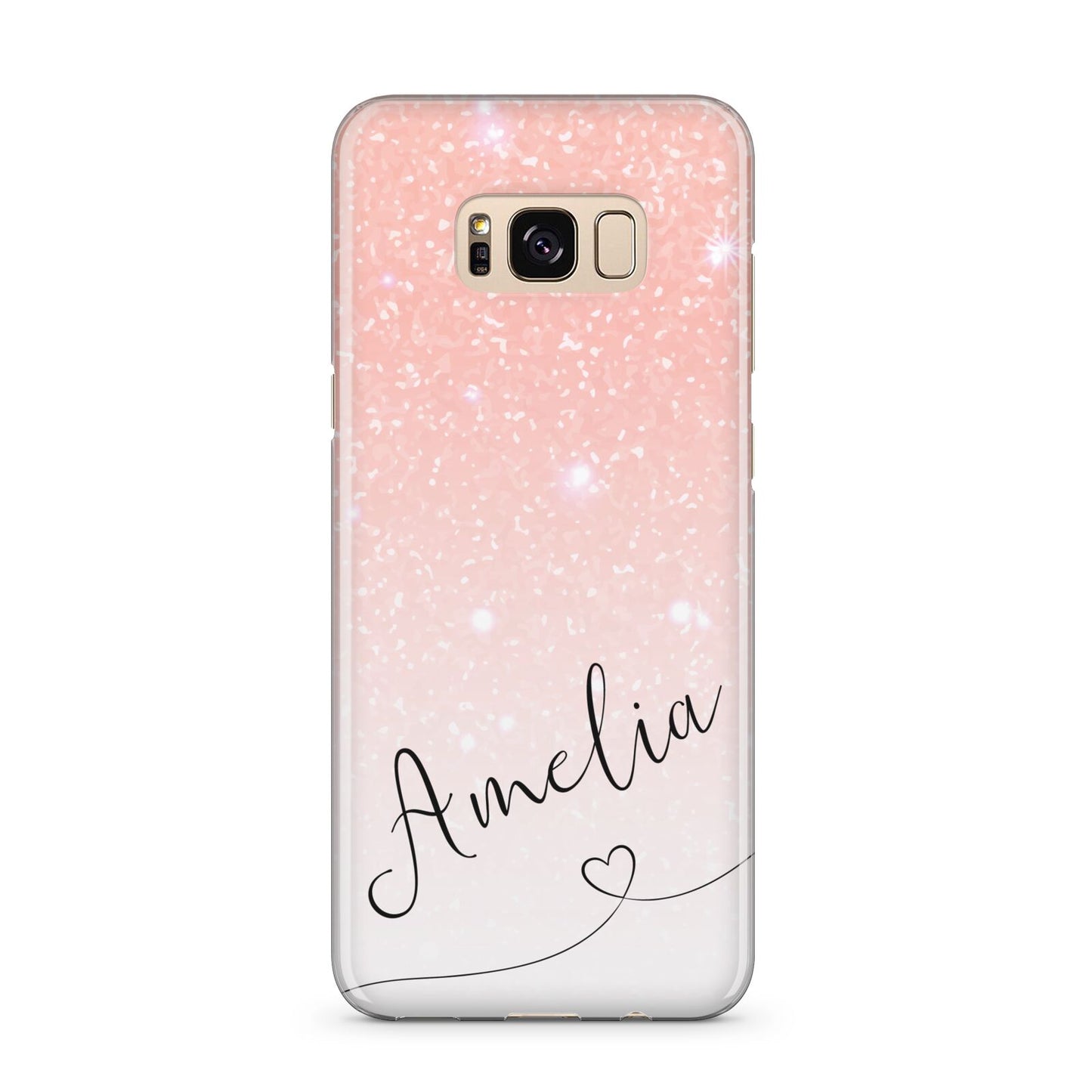 Personalised Pink Glitter Fade with Black Text Samsung Galaxy S8 Plus Case