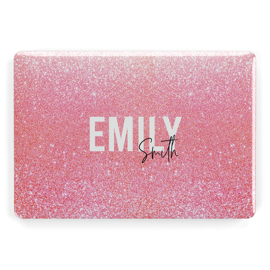 Personalised Pink Glitter White Name Apple MacBook Case