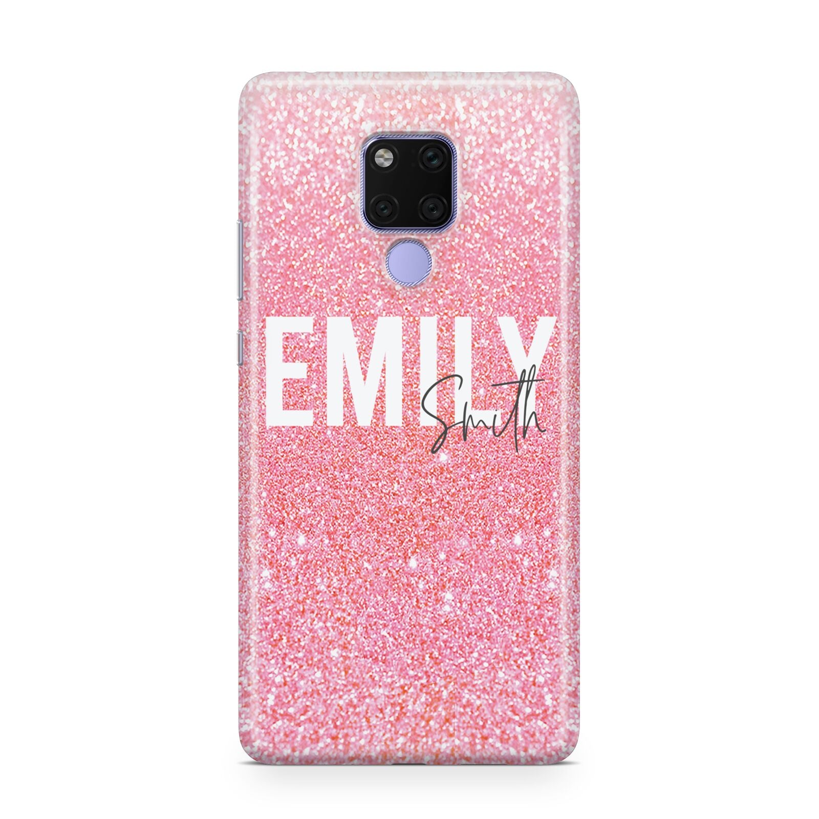 Personalised Pink Glitter White Name Huawei Mate 20X Phone Case