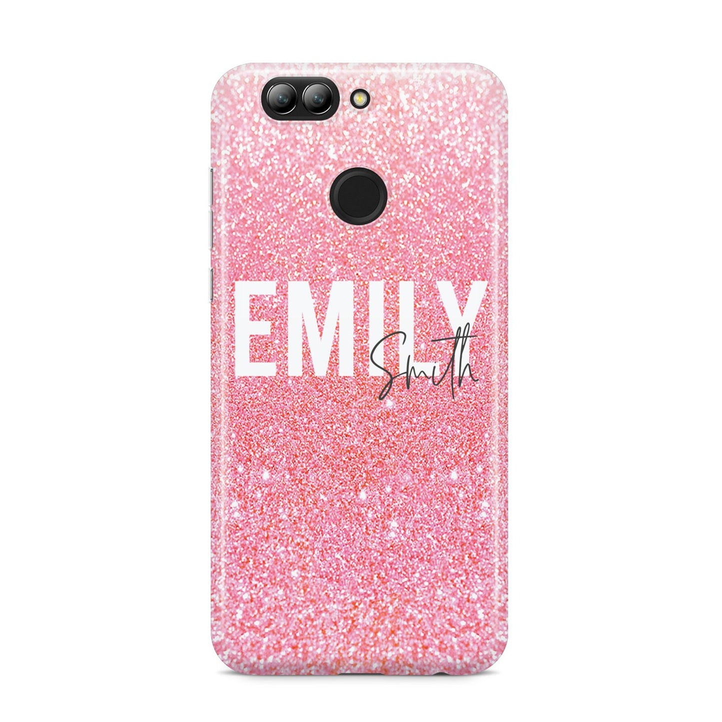 Personalised Pink Glitter White Name Huawei Nova 2s Phone Case