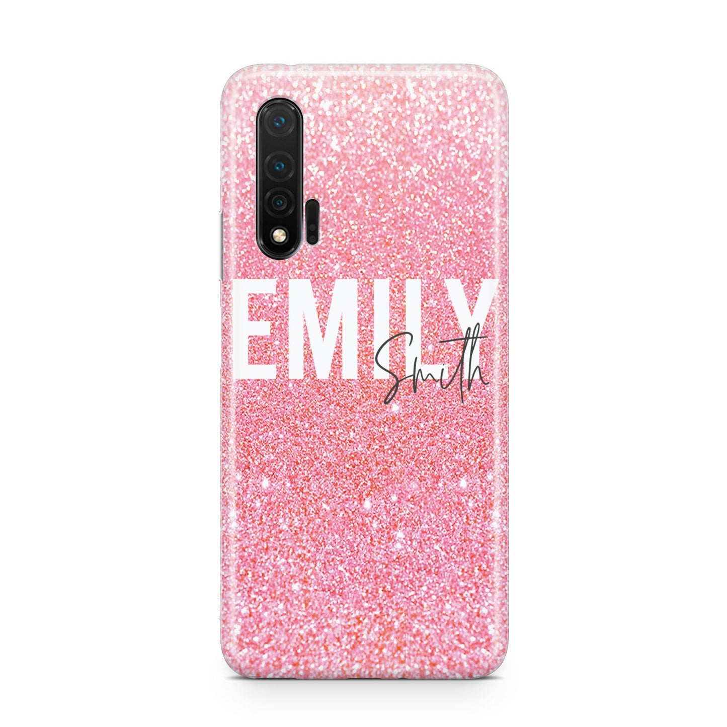 Personalised Pink Glitter White Name Huawei Nova 6 Phone Case