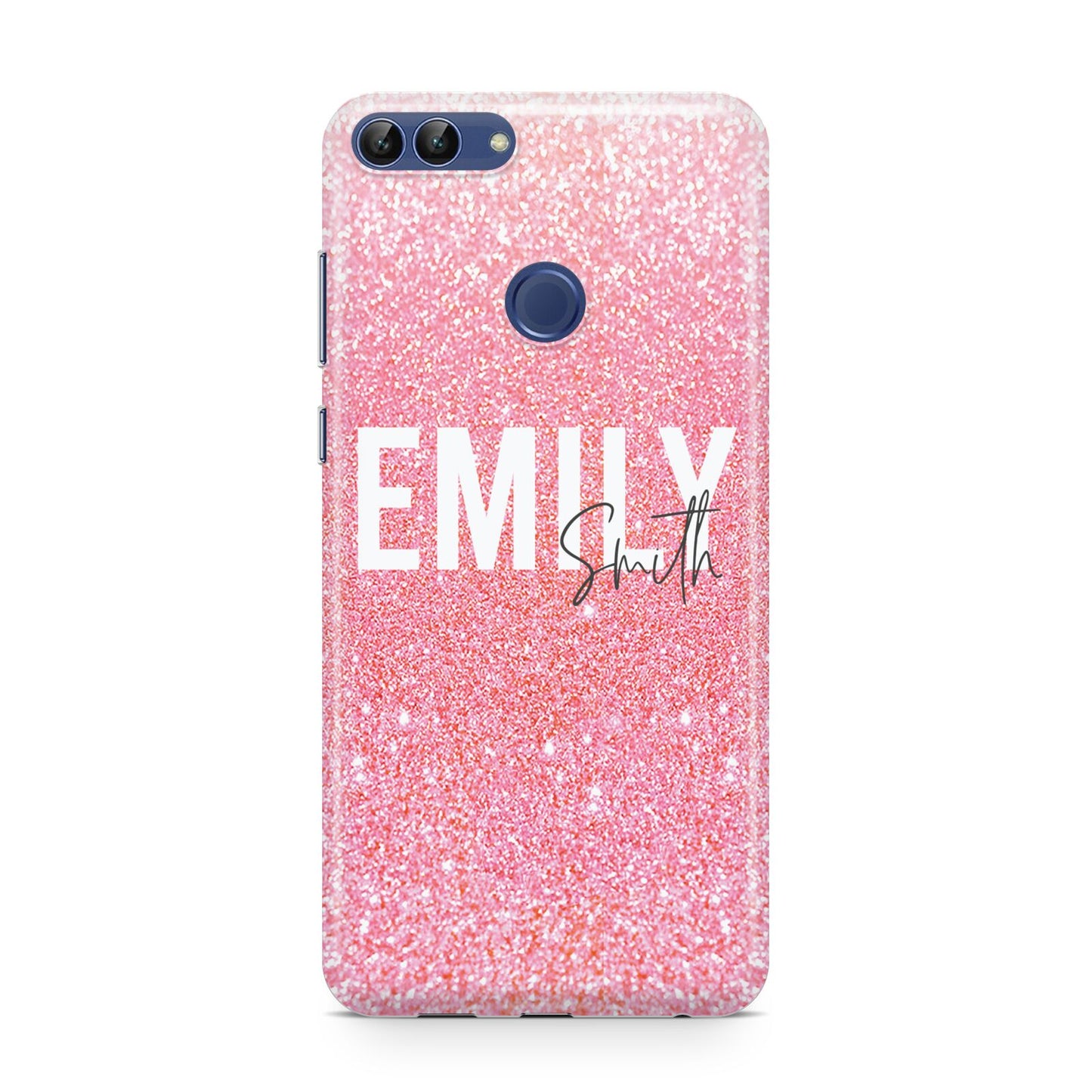 Personalised Pink Glitter White Name Huawei P Smart Case