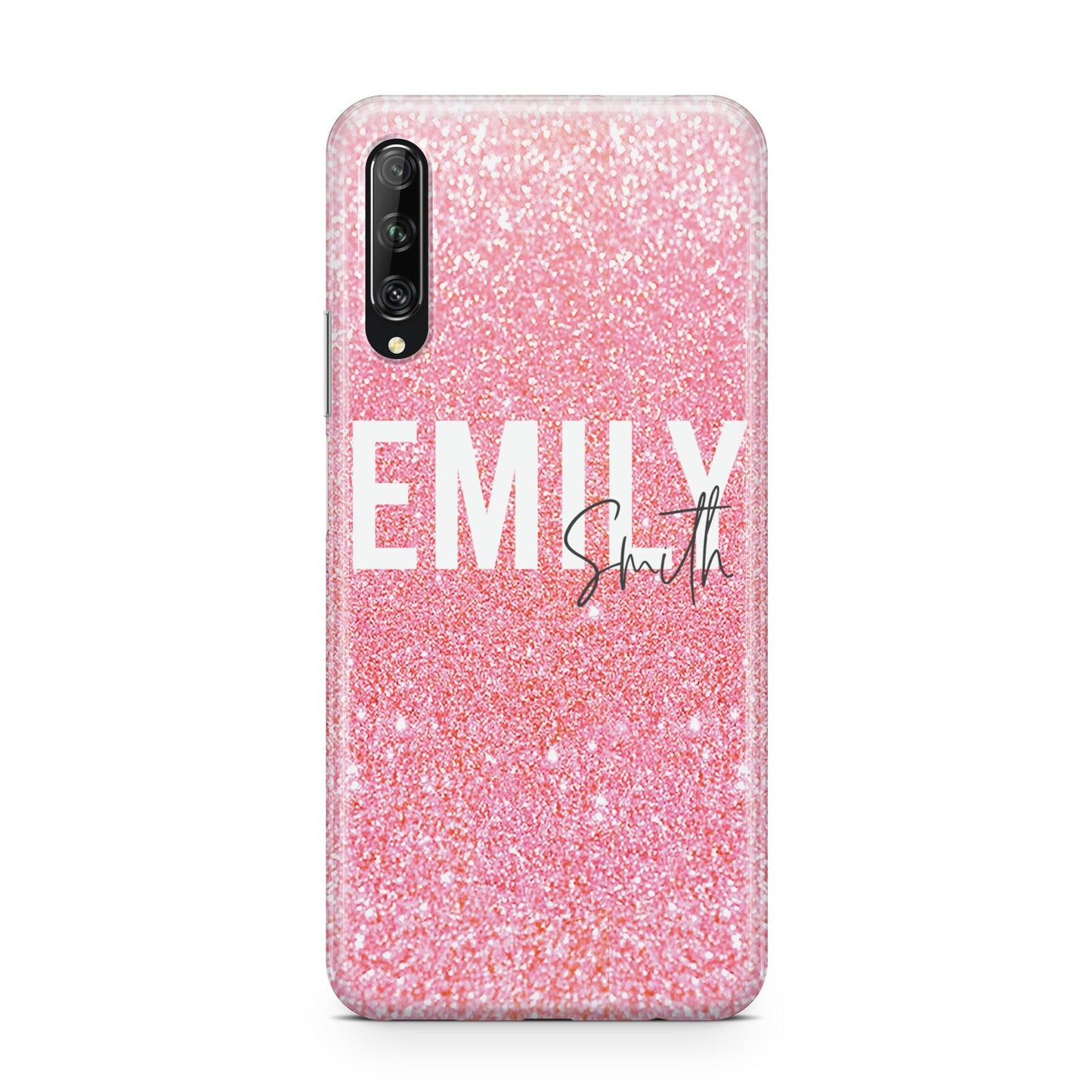 Personalised Pink Glitter White Name Huawei P Smart Pro 2019