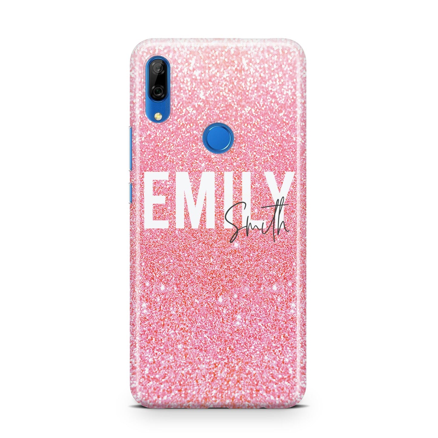 Personalised Pink Glitter White Name Huawei P Smart Z