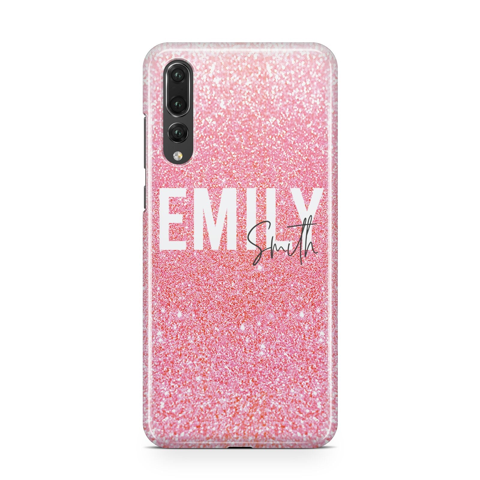 Personalised Pink Glitter White Name Huawei P20 Pro Phone Case