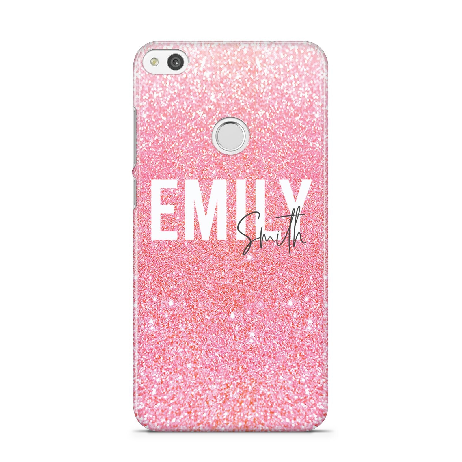 Personalised Pink Glitter White Name Huawei P8 Lite Case