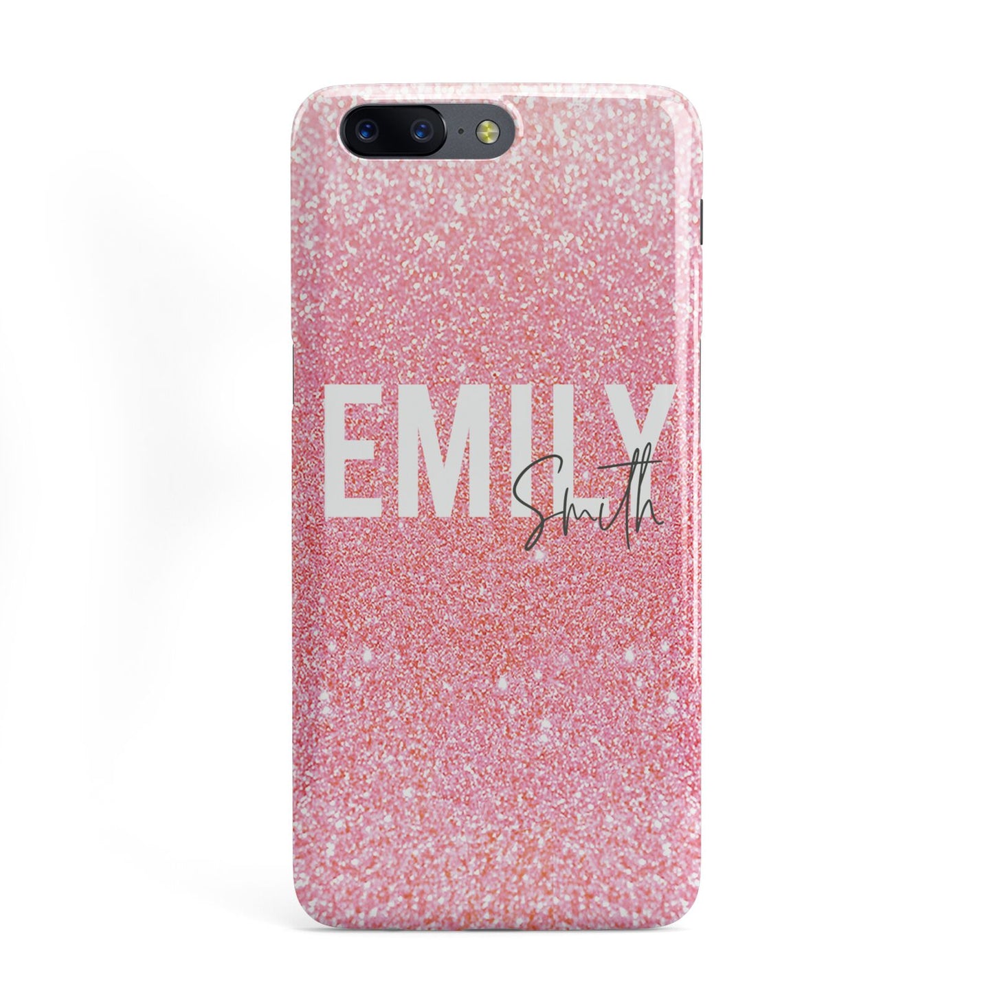 Personalised Pink Glitter White Name OnePlus Case